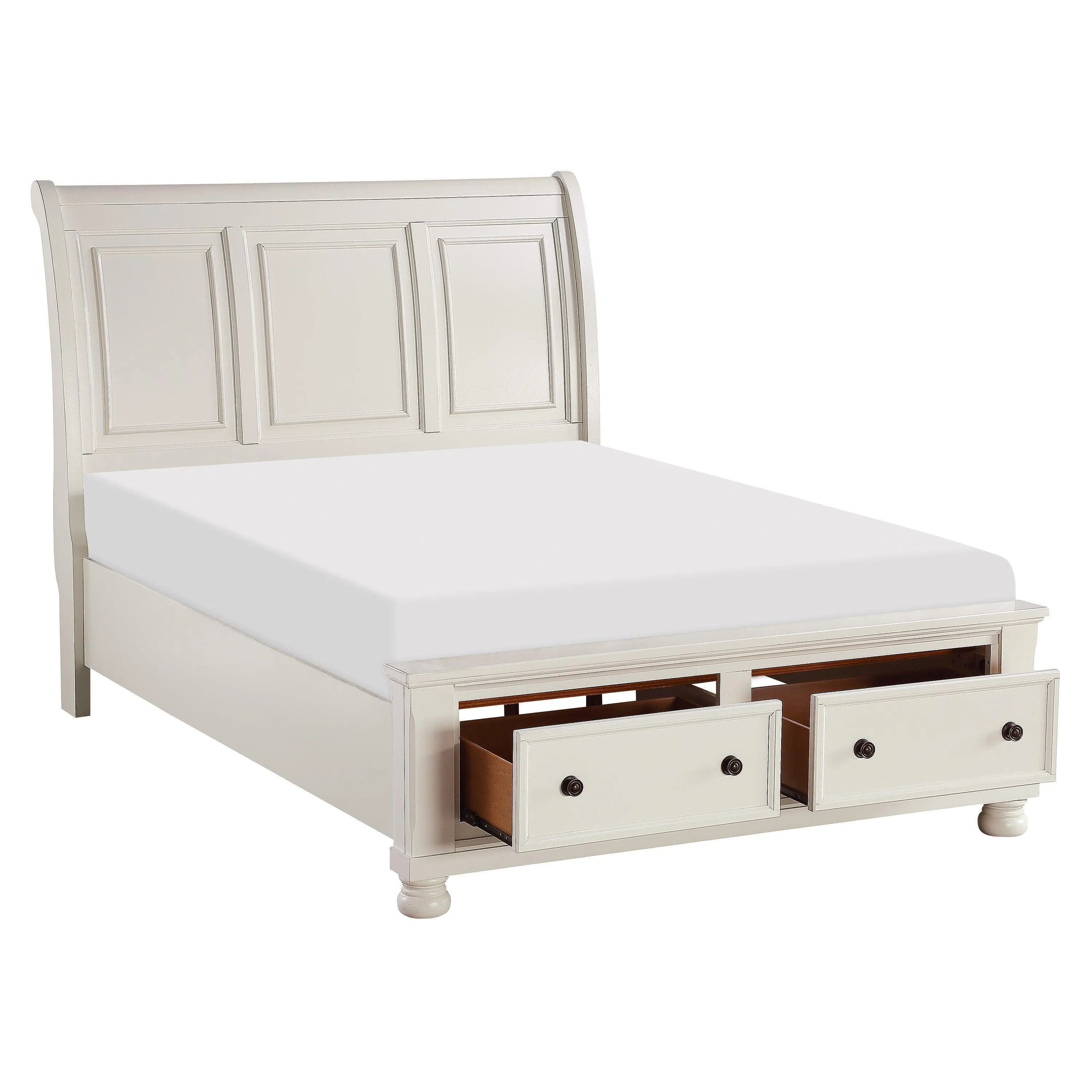 Laurelin White Queen Sleigh Storage Platform Bed - Image 4