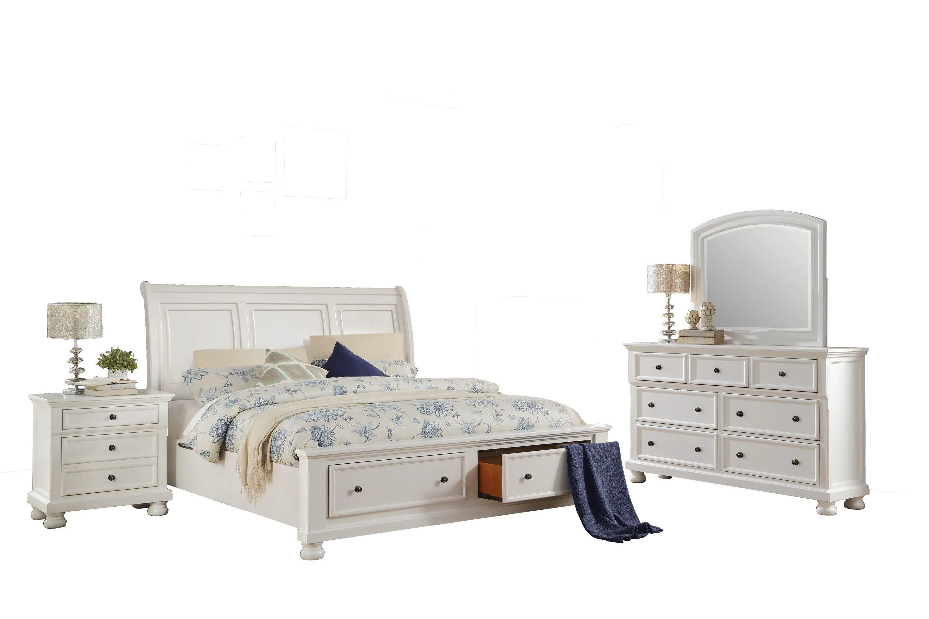 Laurelin White Sleigh Storage Platform Bedroom Set - Image 5