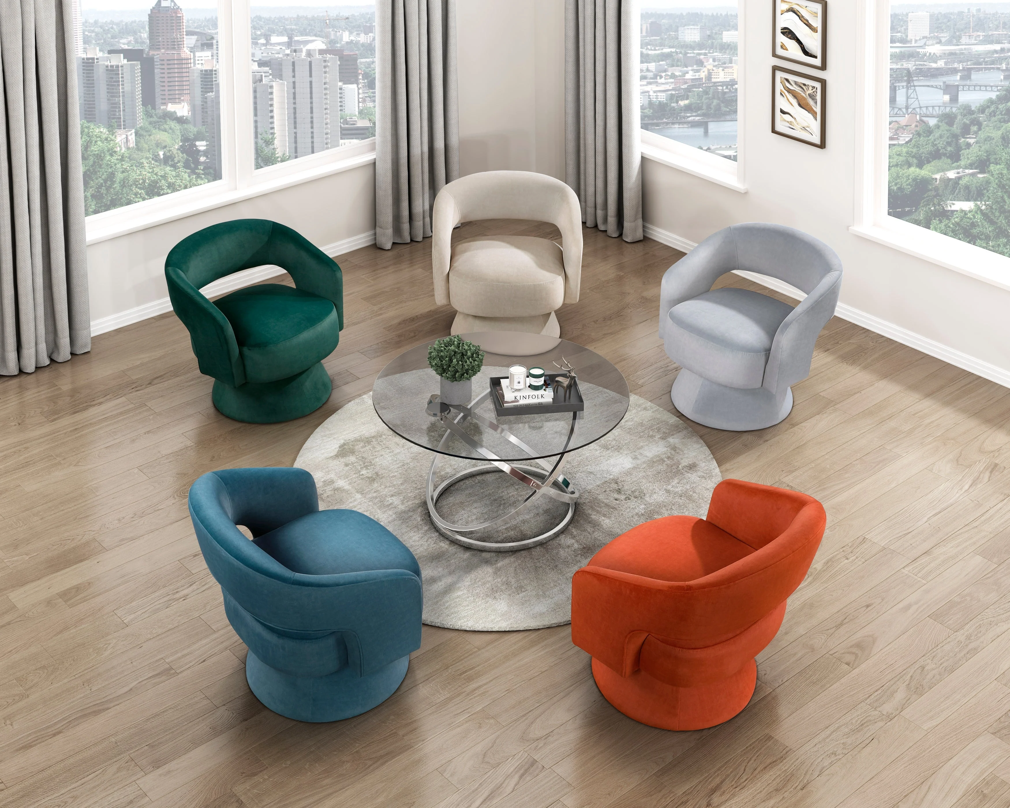Lavon Dark Teal Swivel Chair - Image 8