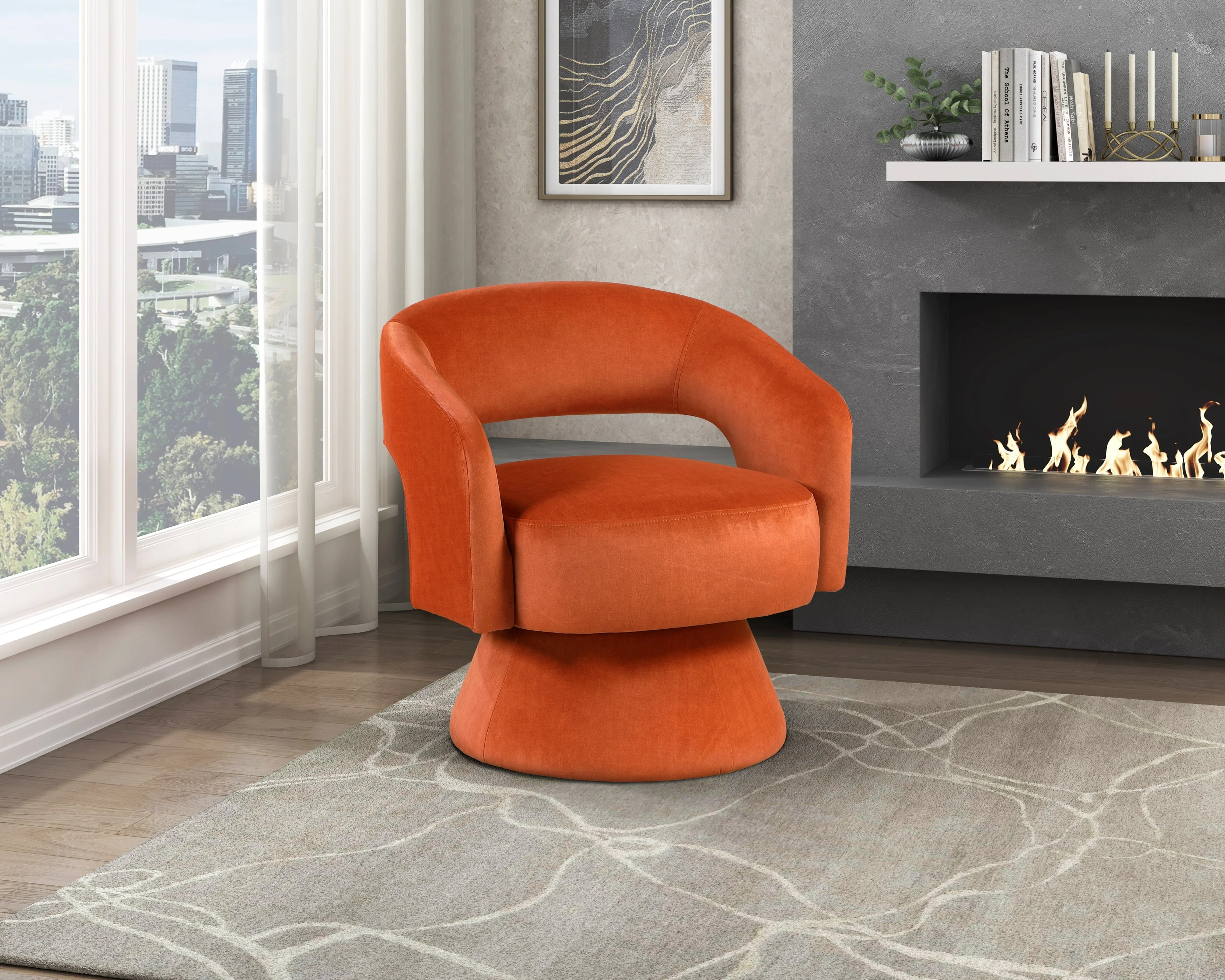 Lavon Orange Swivel Chair