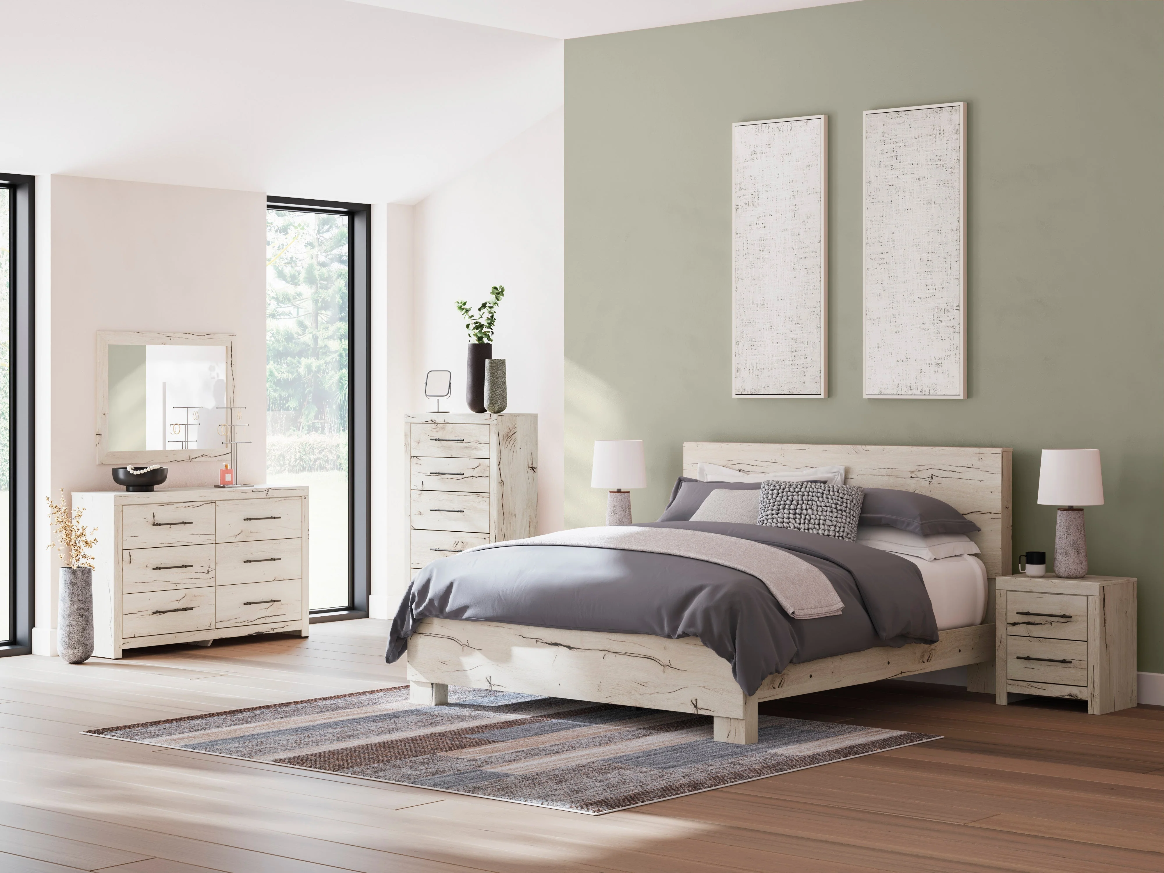 Lawroy Light Natural Panel Bedroom Set