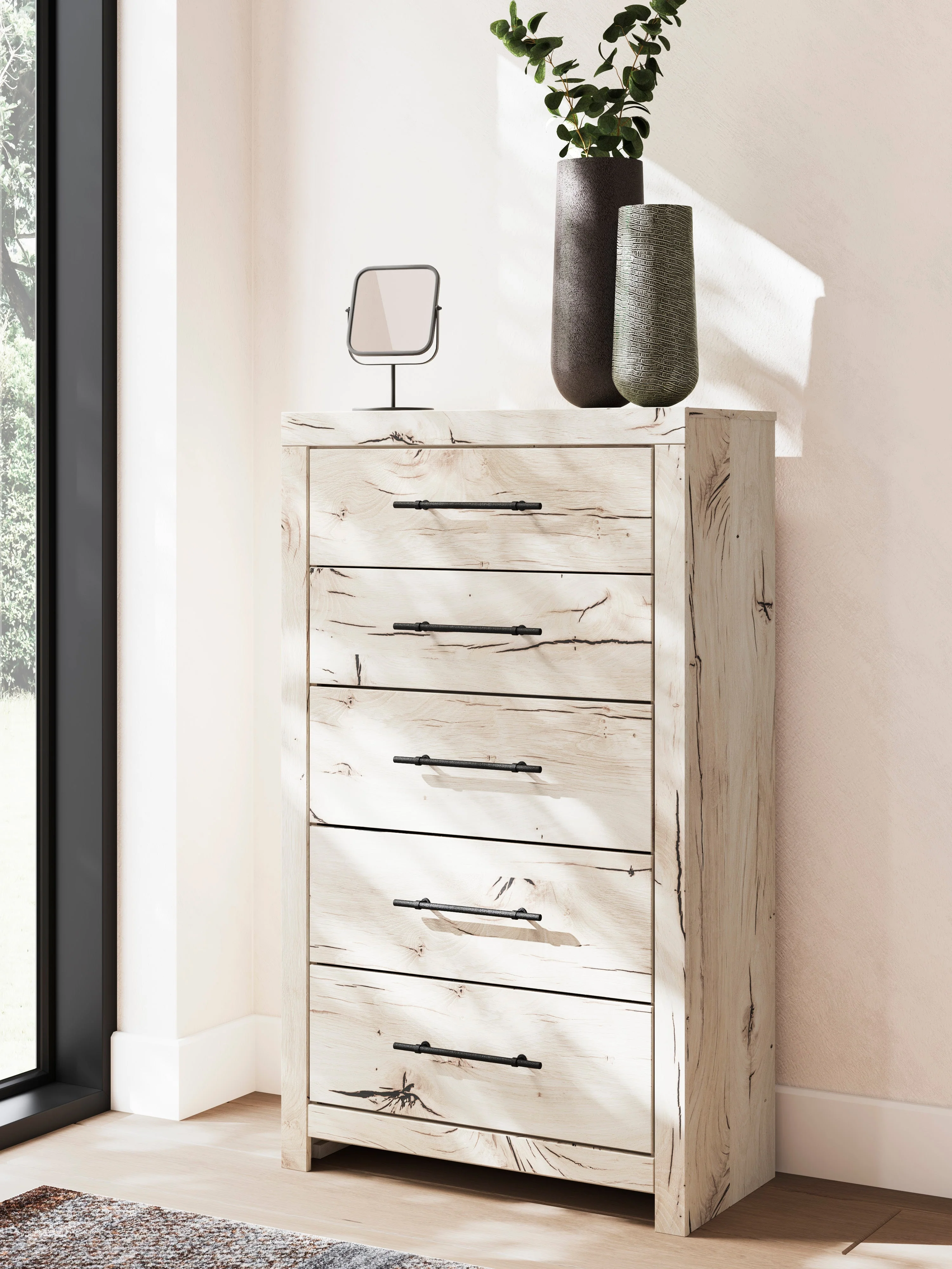 Lawroy Light Natural Storage Panel Bedroom Set with 2 Footboard Drawers - Image 15
