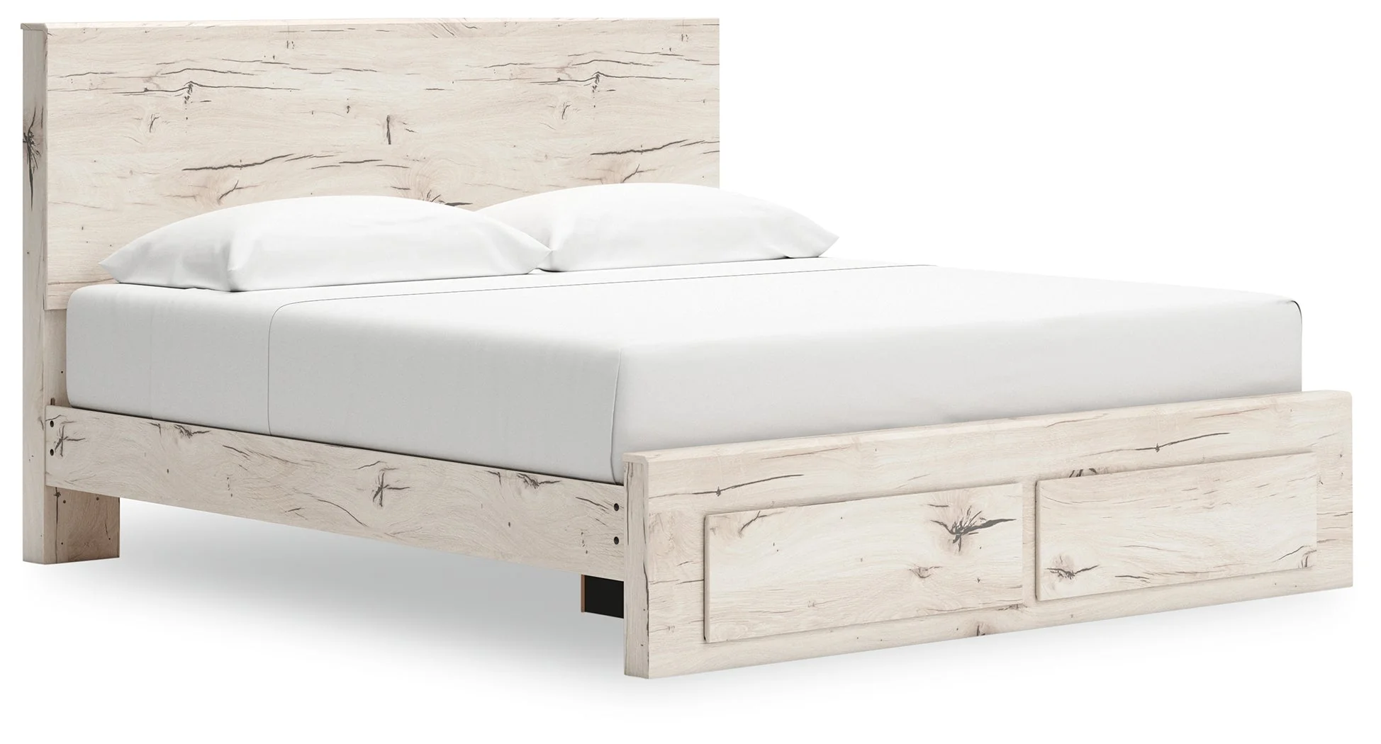 Lawroy Light Natural Storage Panel Bedroom Set with 2 Footboard Drawers - Image 2
