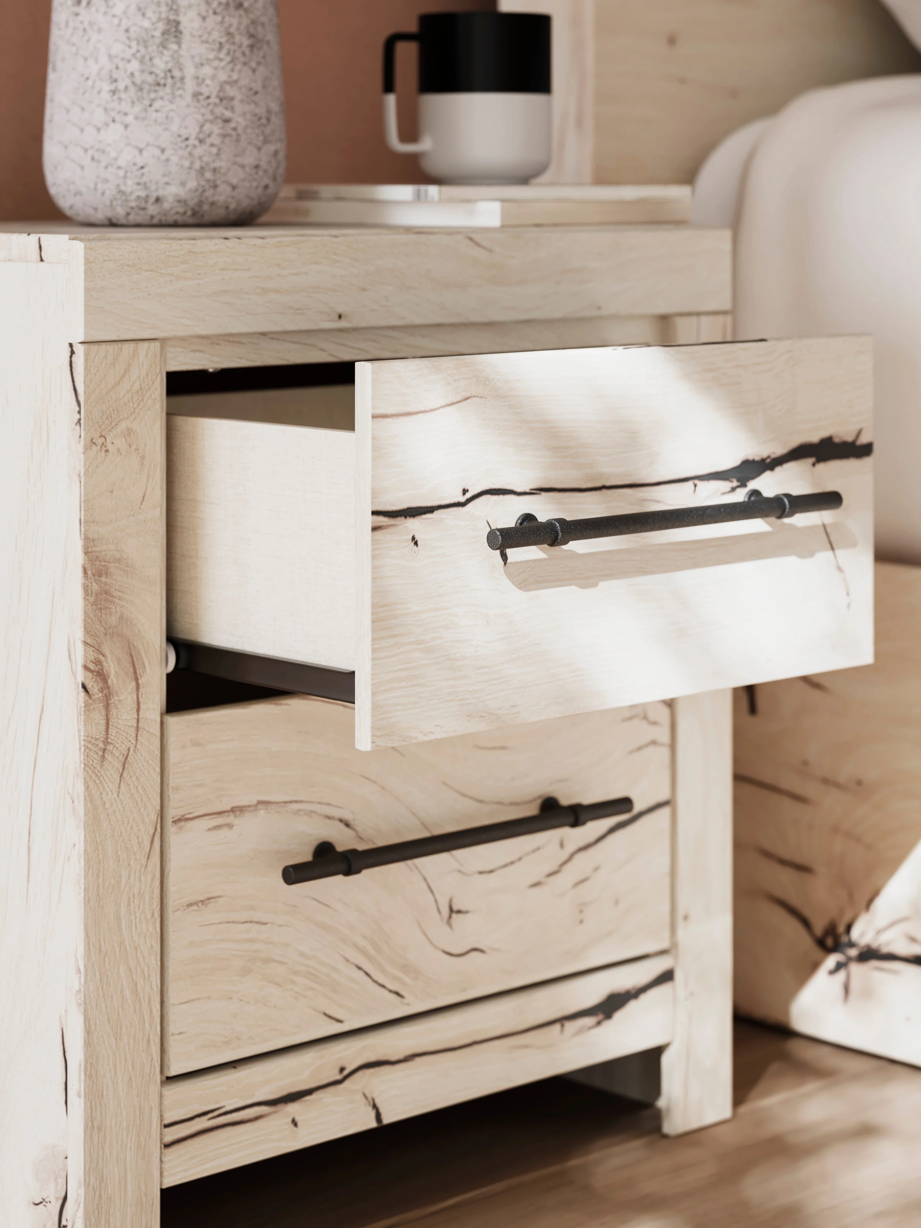 Lawroy Light Natural Storage Panel Bedroom Set with 4 Side Drawers - Image 24