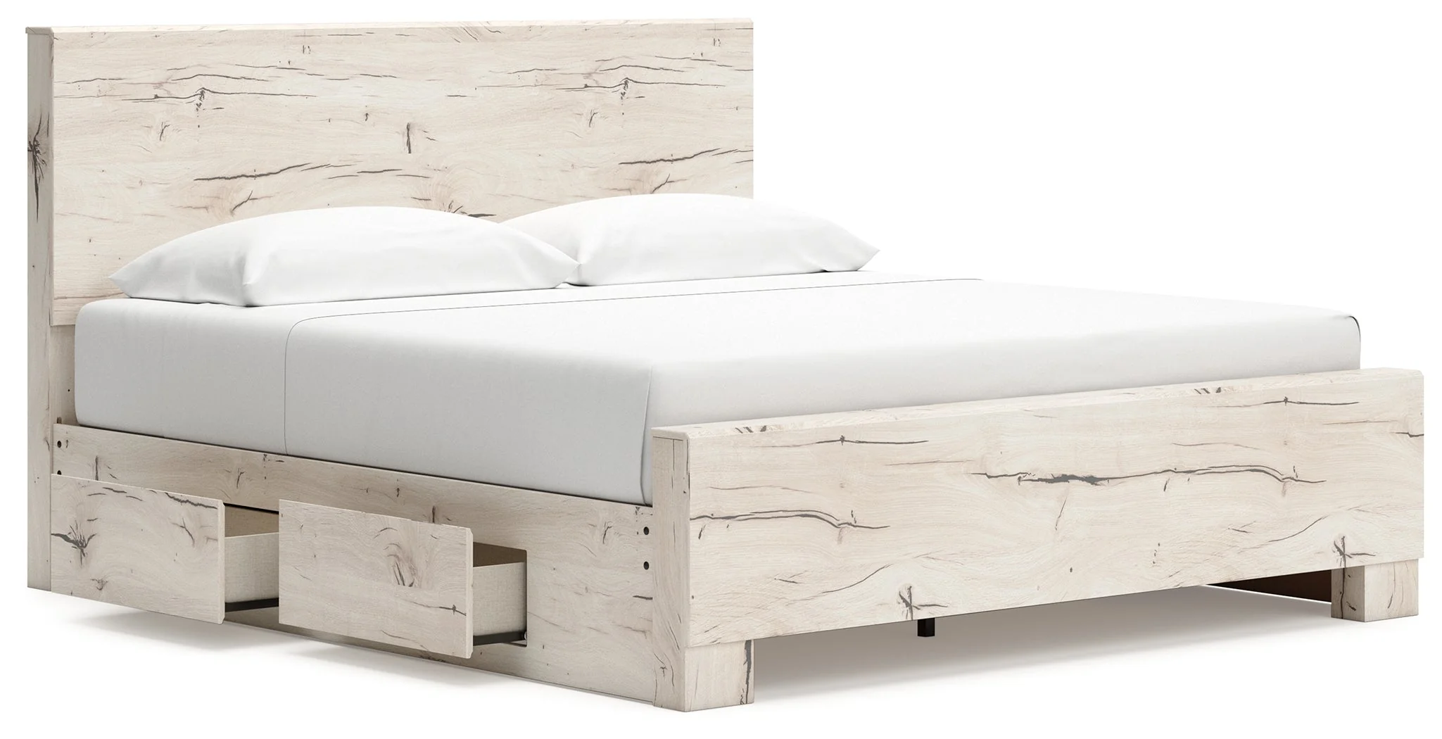 Lawroy Light Natural Storage Panel Bedroom Set with 4 Side Drawers - Image 3