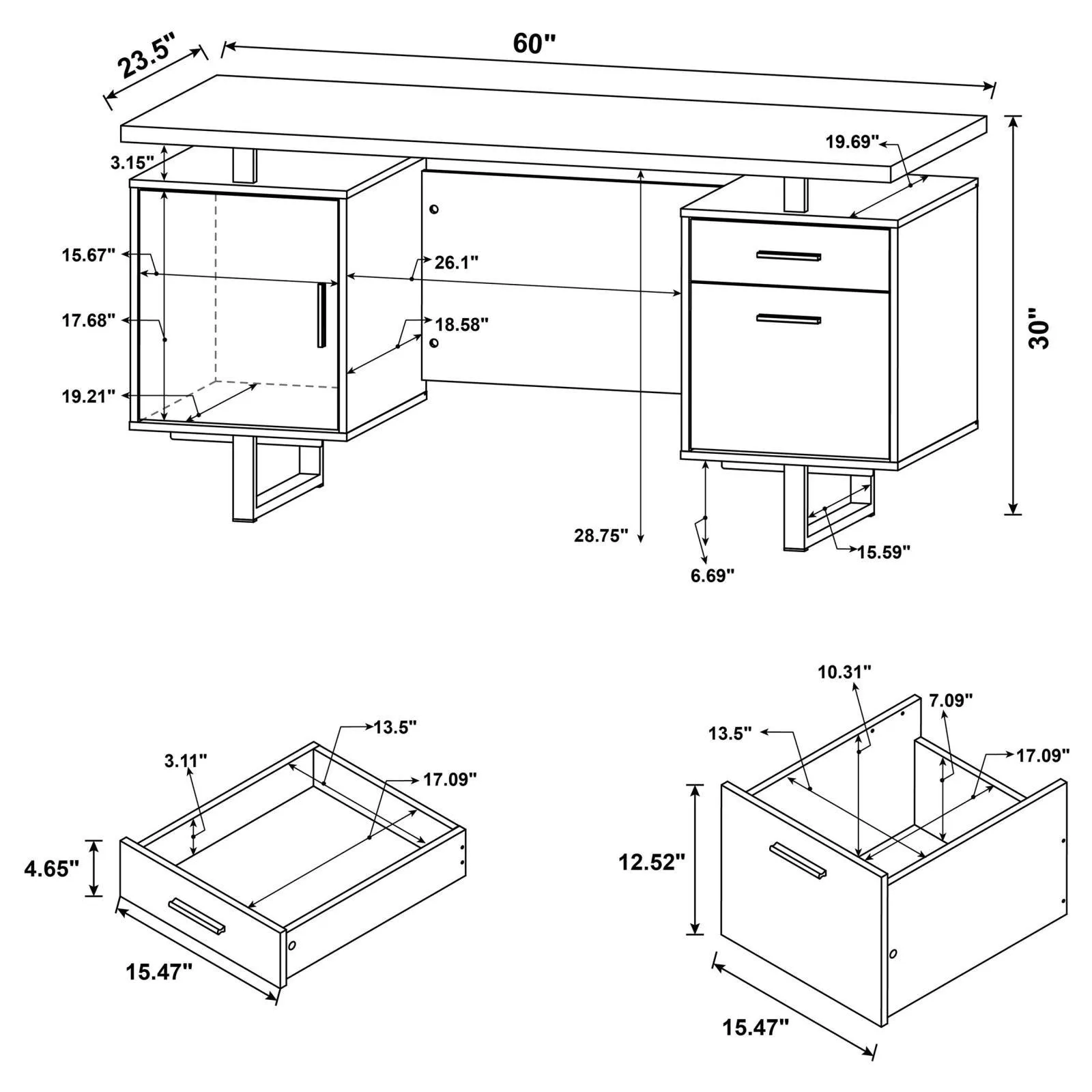Lawtey Cappuccino Rectangular Storage Office Desk - Image 14