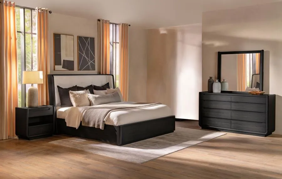 Leandro Burnished Black 4-piece Queen Bedroom Set