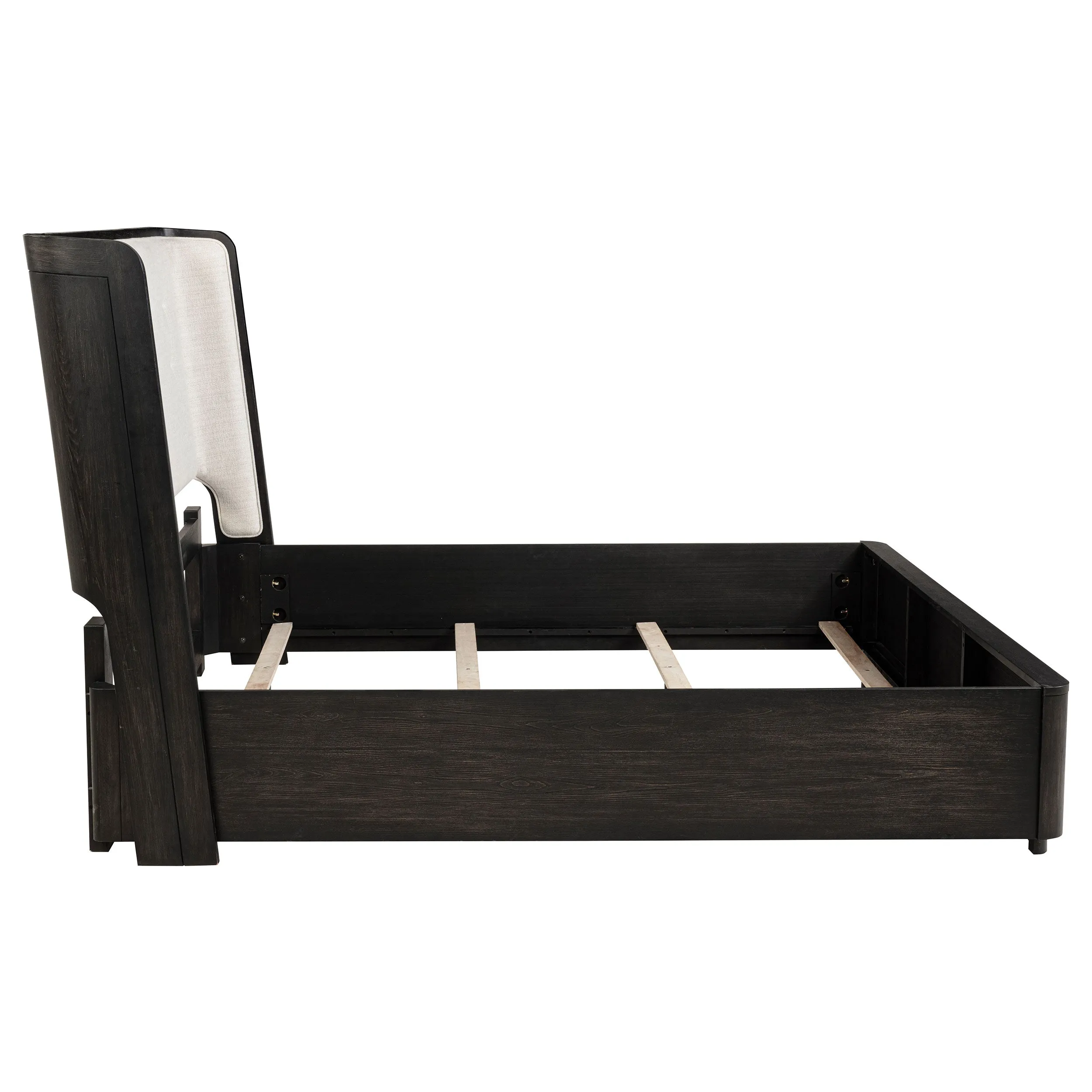 Leandro Burnished Black 55-inch Eastern King Wingback Bed - Image 5