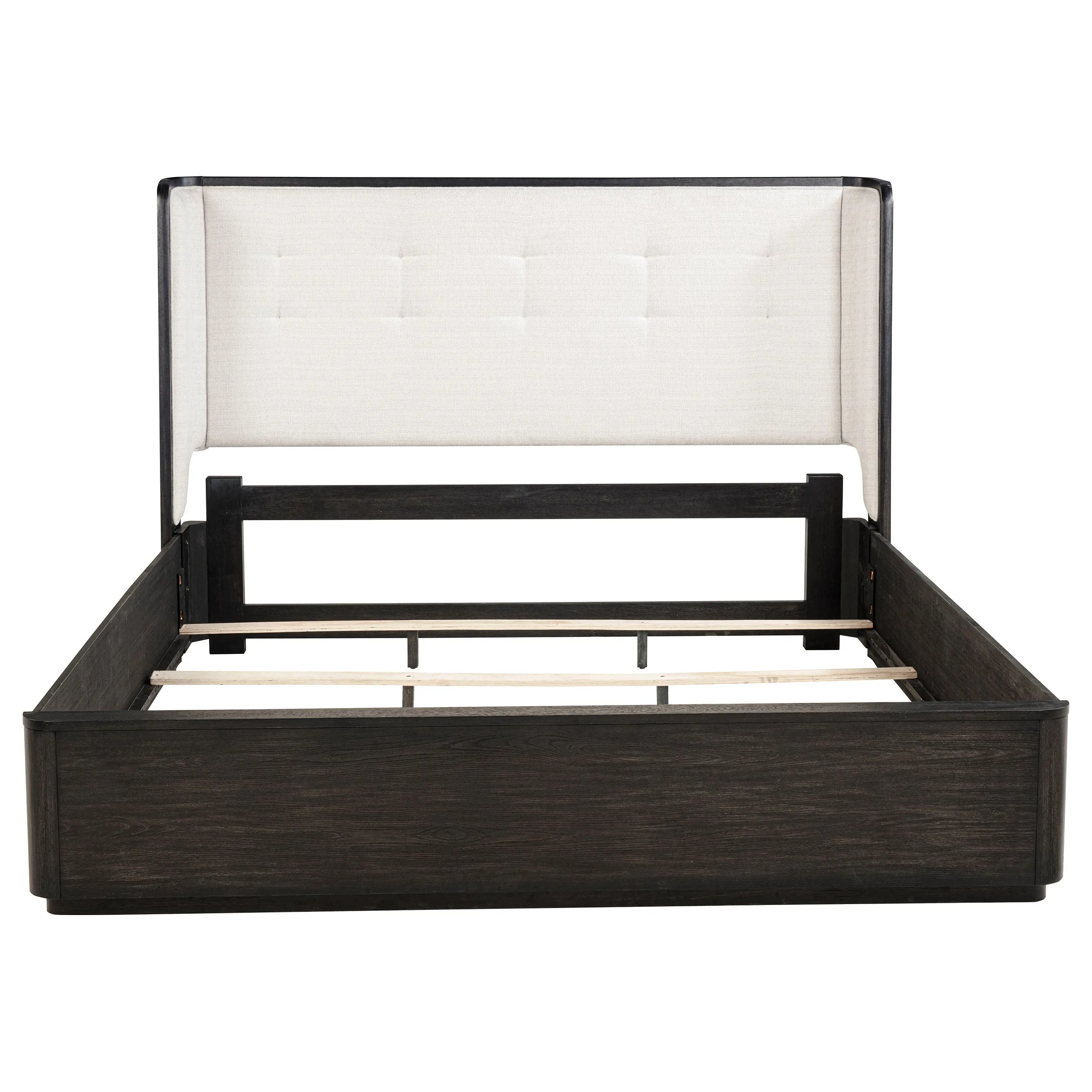 Leandro Burnished Black 55-inch Queen Wingback Bed - Image 3