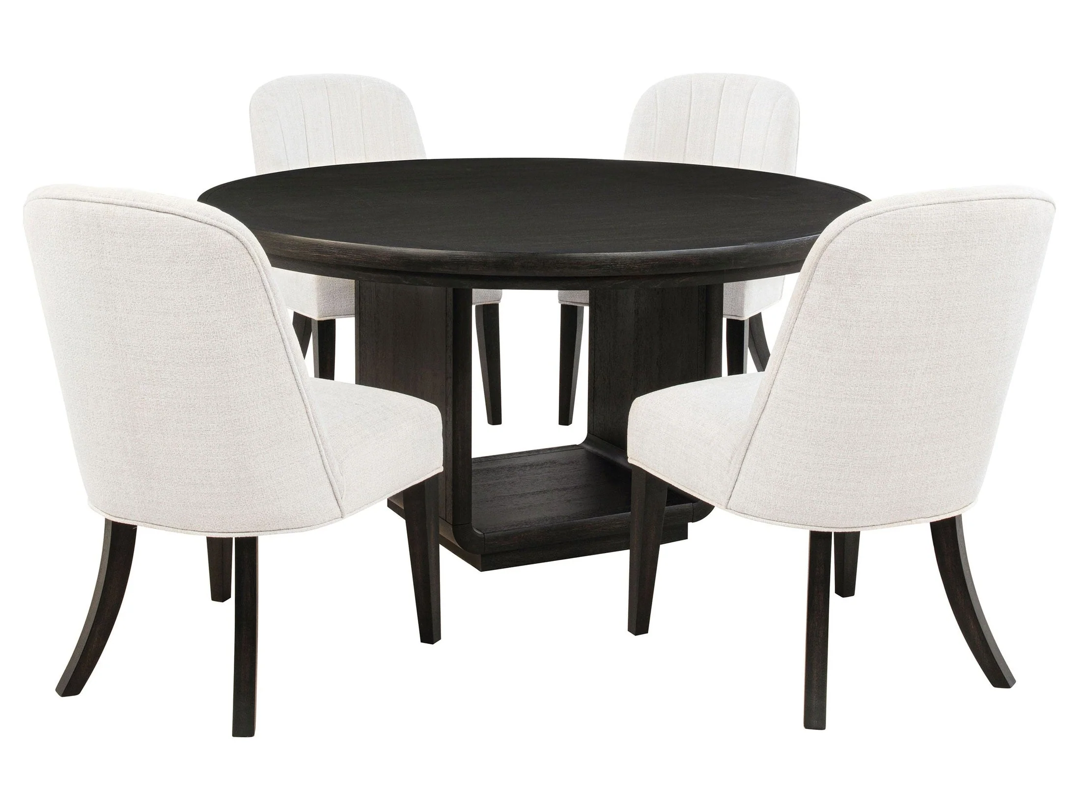 Leandro Cream/Burnished Black 5-piece Round Dining Table Set