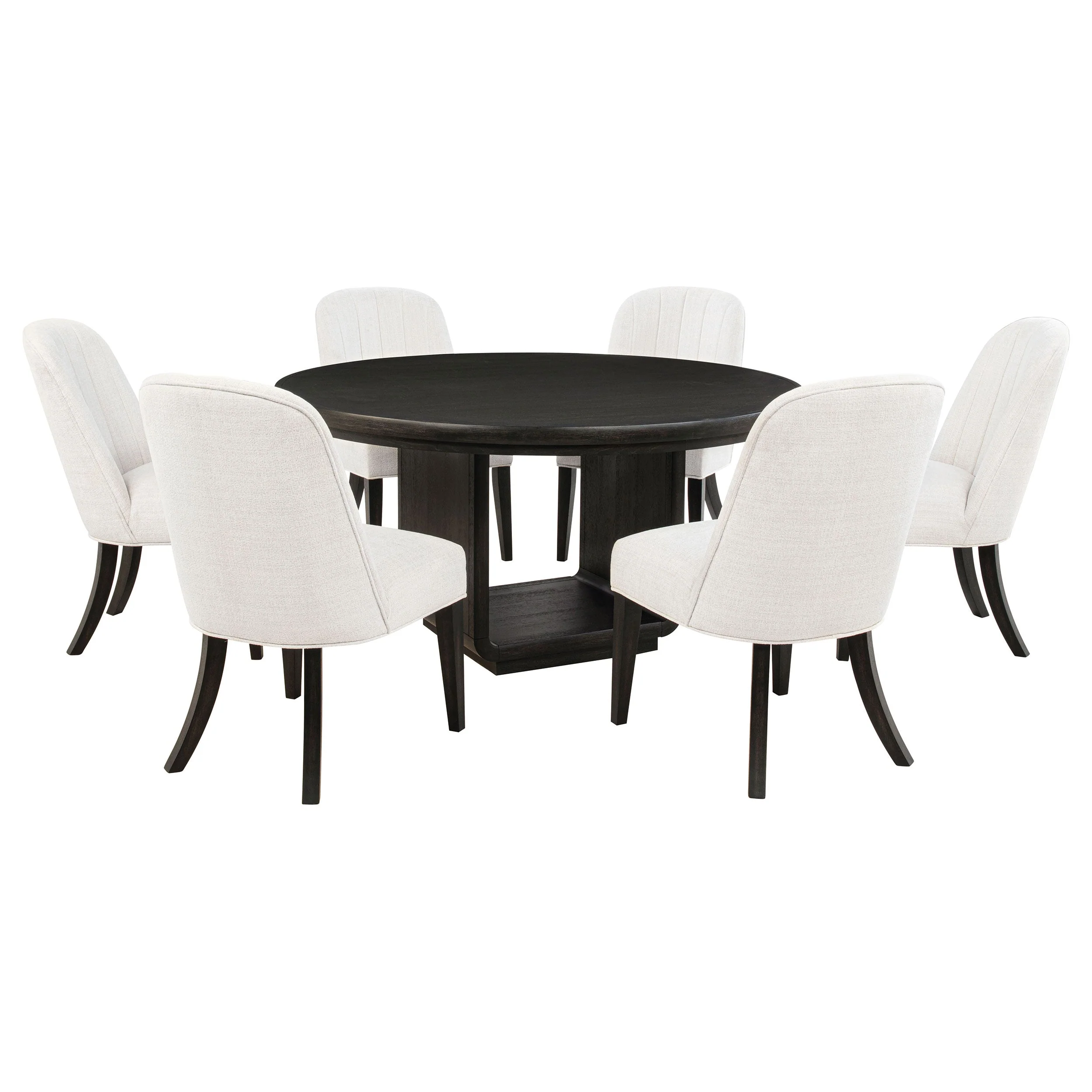 Leandro Cream/Burnished Black 7-piece Round Dining Table Set - Image 2