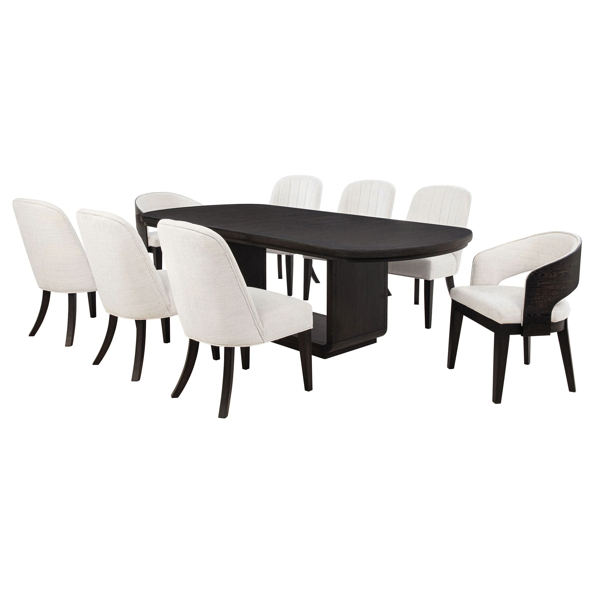 Leandro Cream/Burnished Black 9-piece Rectangular Dining Table Set - Image 2