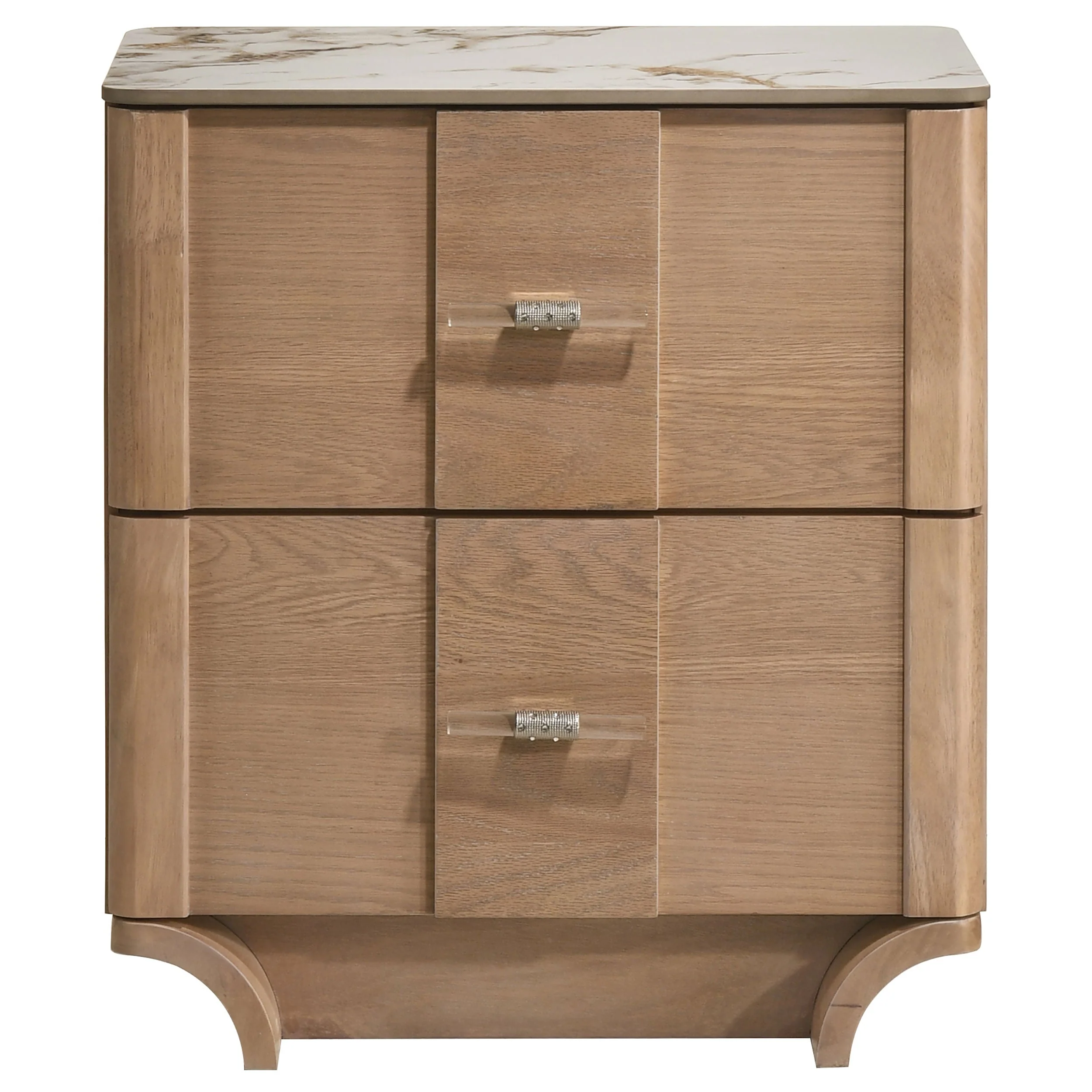 Leanne Light Oak 2-drawer Sinter Stone Top Nightstand - Image 2