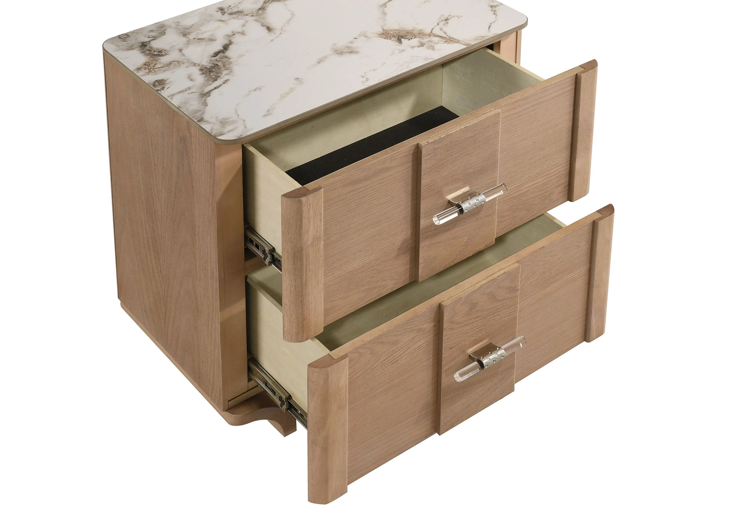Leanne Light Oak 2-drawer Sinter Stone Top Nightstand - Image 9