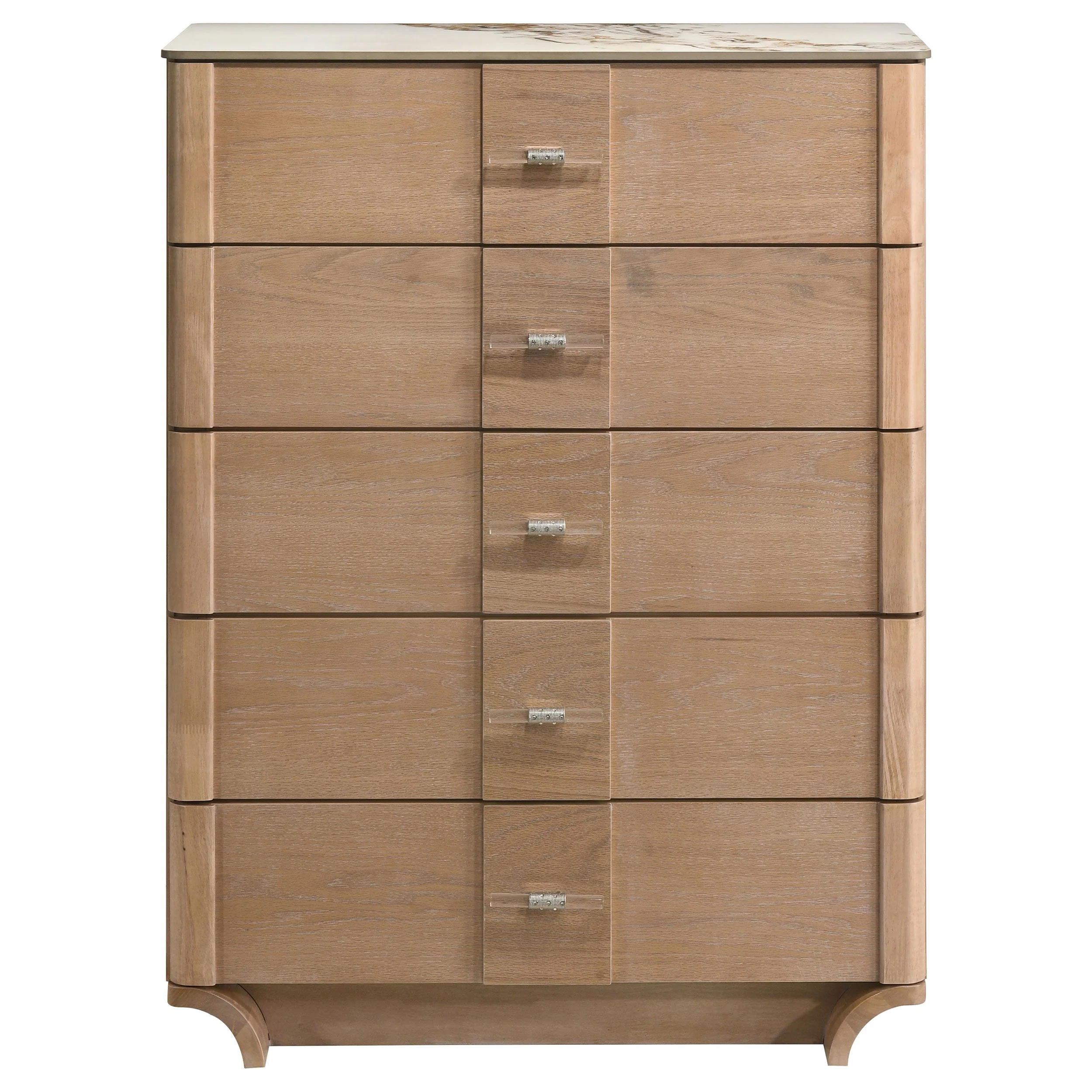 Leanne Light Oak 5-drawer Sinter Stone Top Chest of Drawers - Image 2