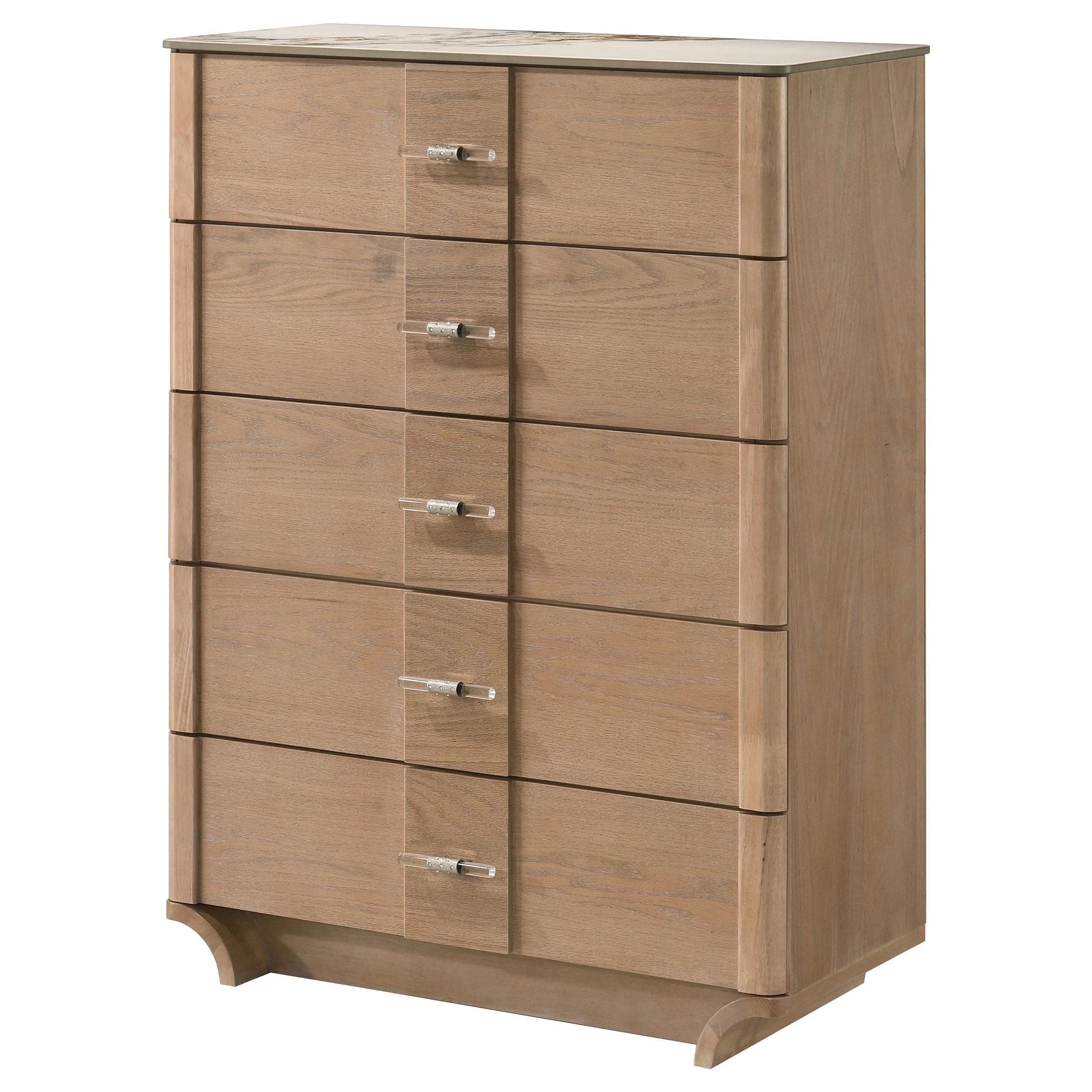 Leanne Light Oak 5-drawer Sinter Stone Top Chest of Drawers - Image 3