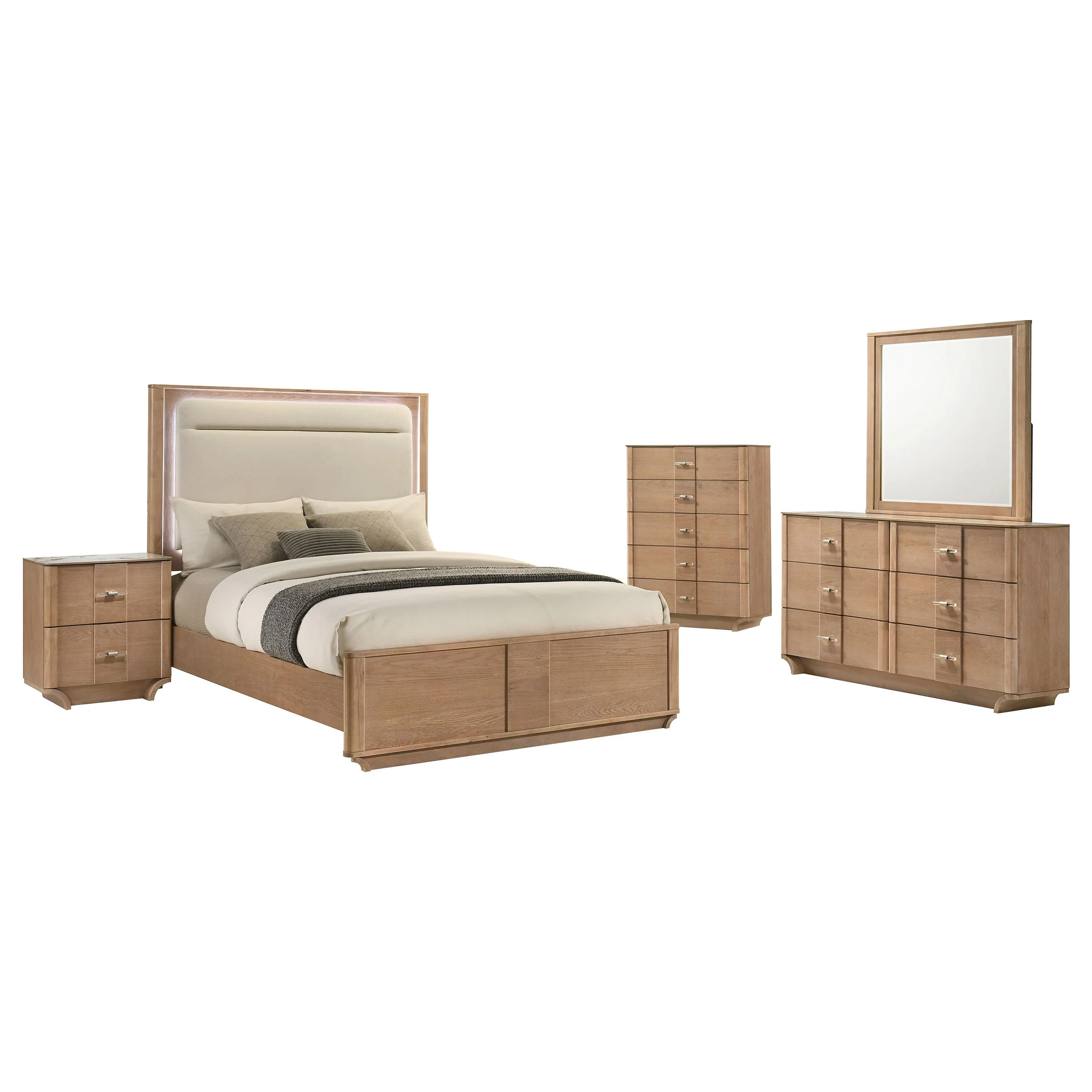 Leanne Light Oak 5-piece Eastern King Bedroom Set