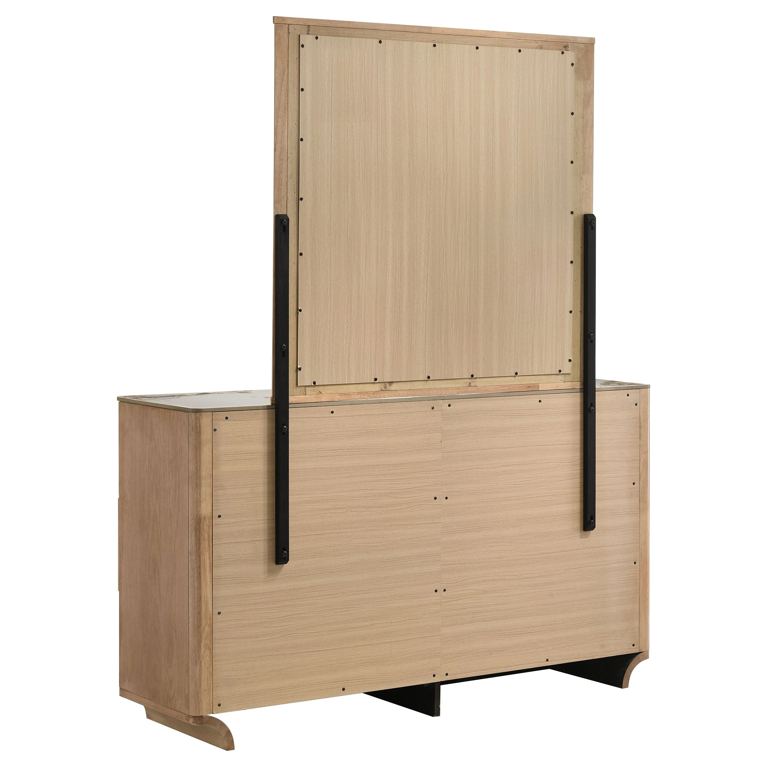 Leanne Light Oak 6-drawer Sinter Stone Top Dresser and Mirror - Image 5