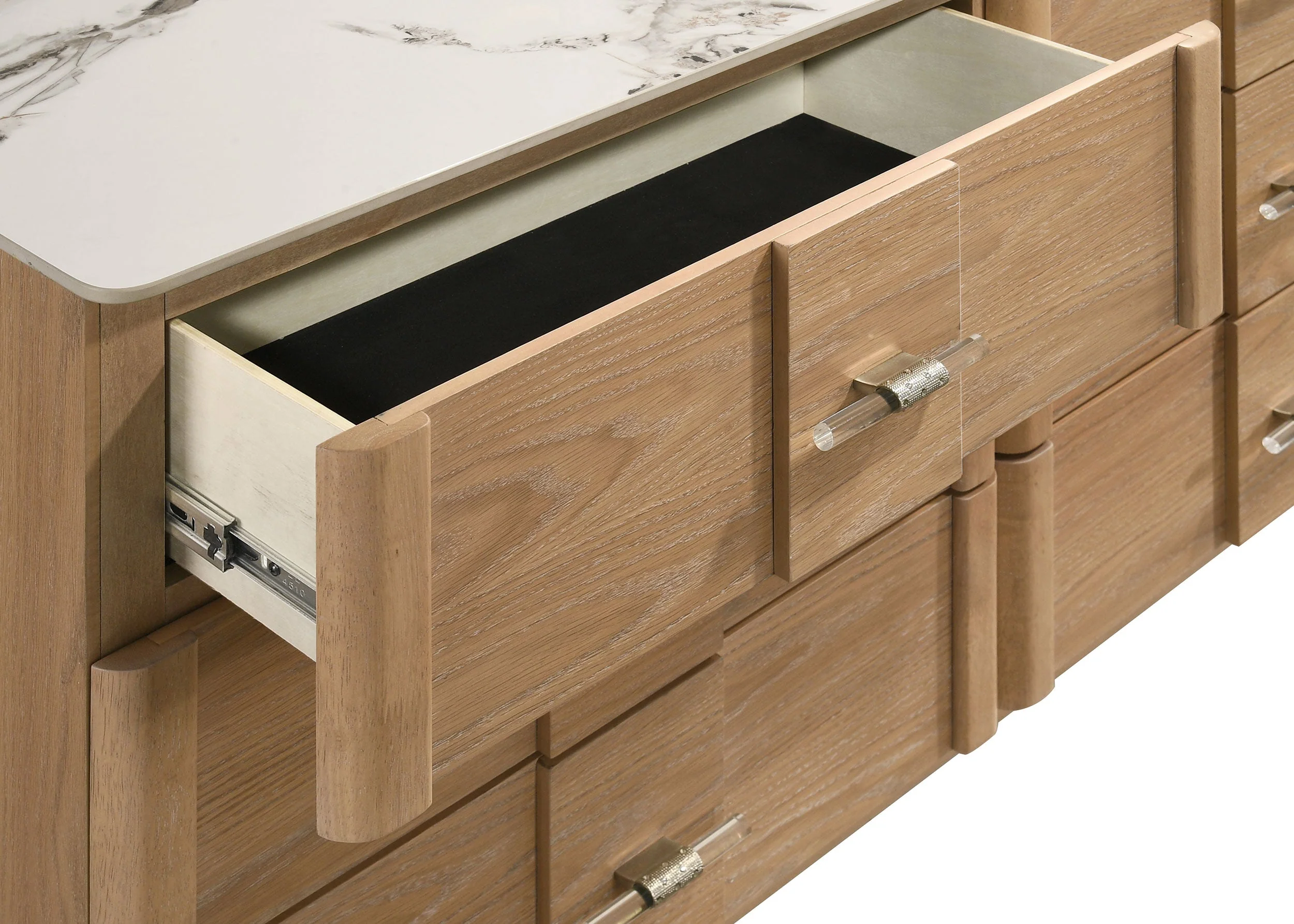 Leanne Light Oak 6-drawer Sinter Stone Top Dresser and Mirror - Image 9