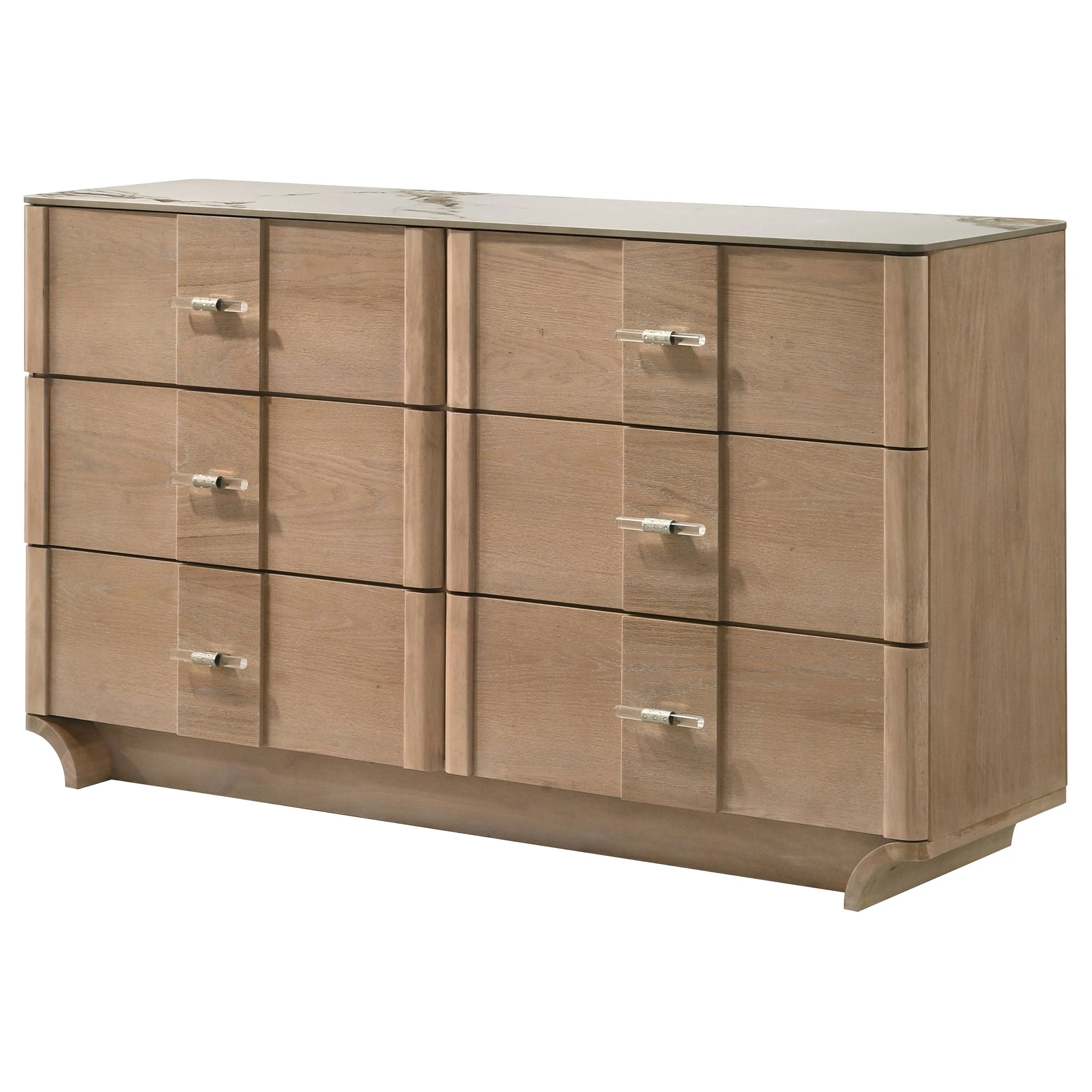 Leanne Light Oak 6-drawer Sinter Stone Top Dresser Cabinet - Image 3