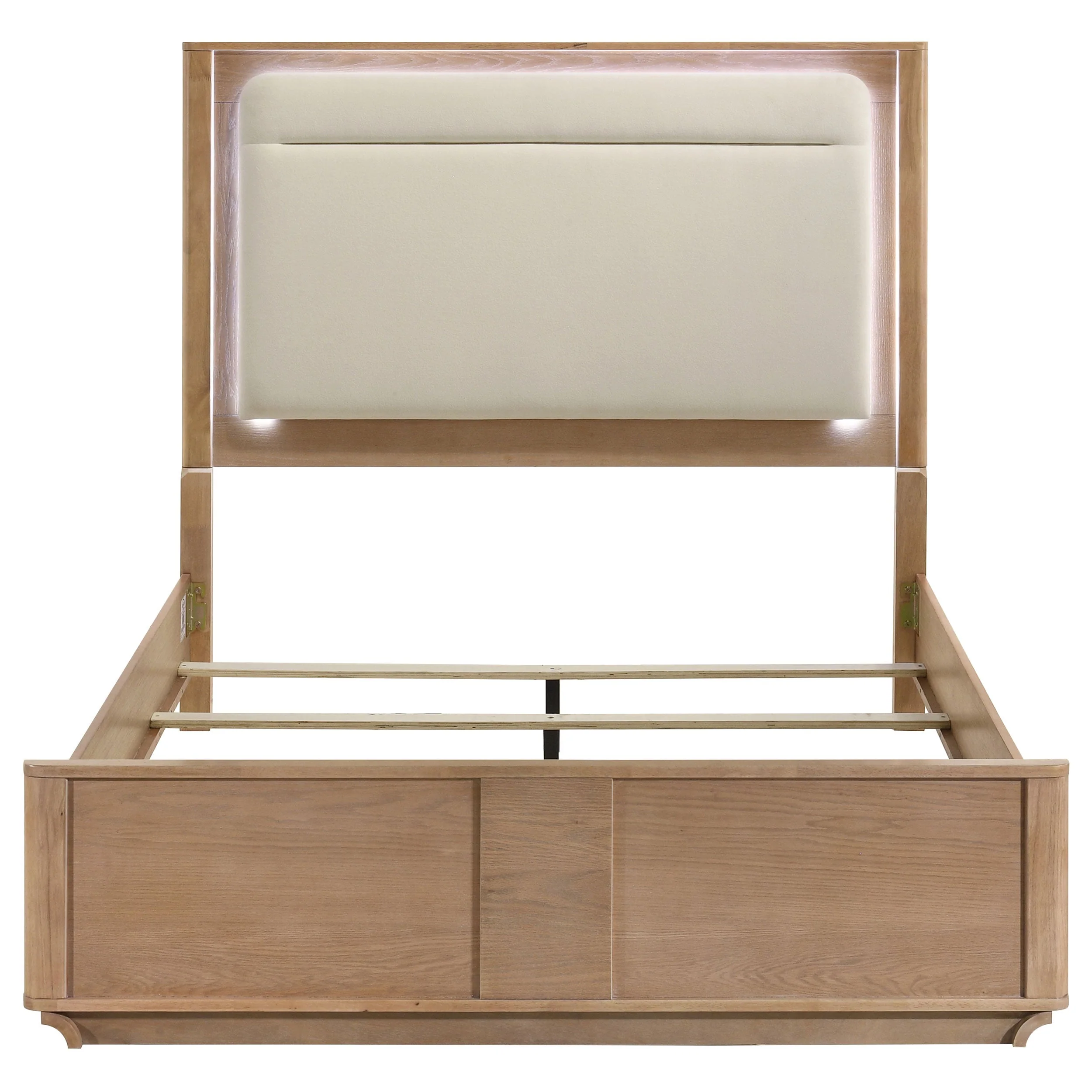 Leanne Off White/Light Oak Queen LED Panel Bed - Image 3