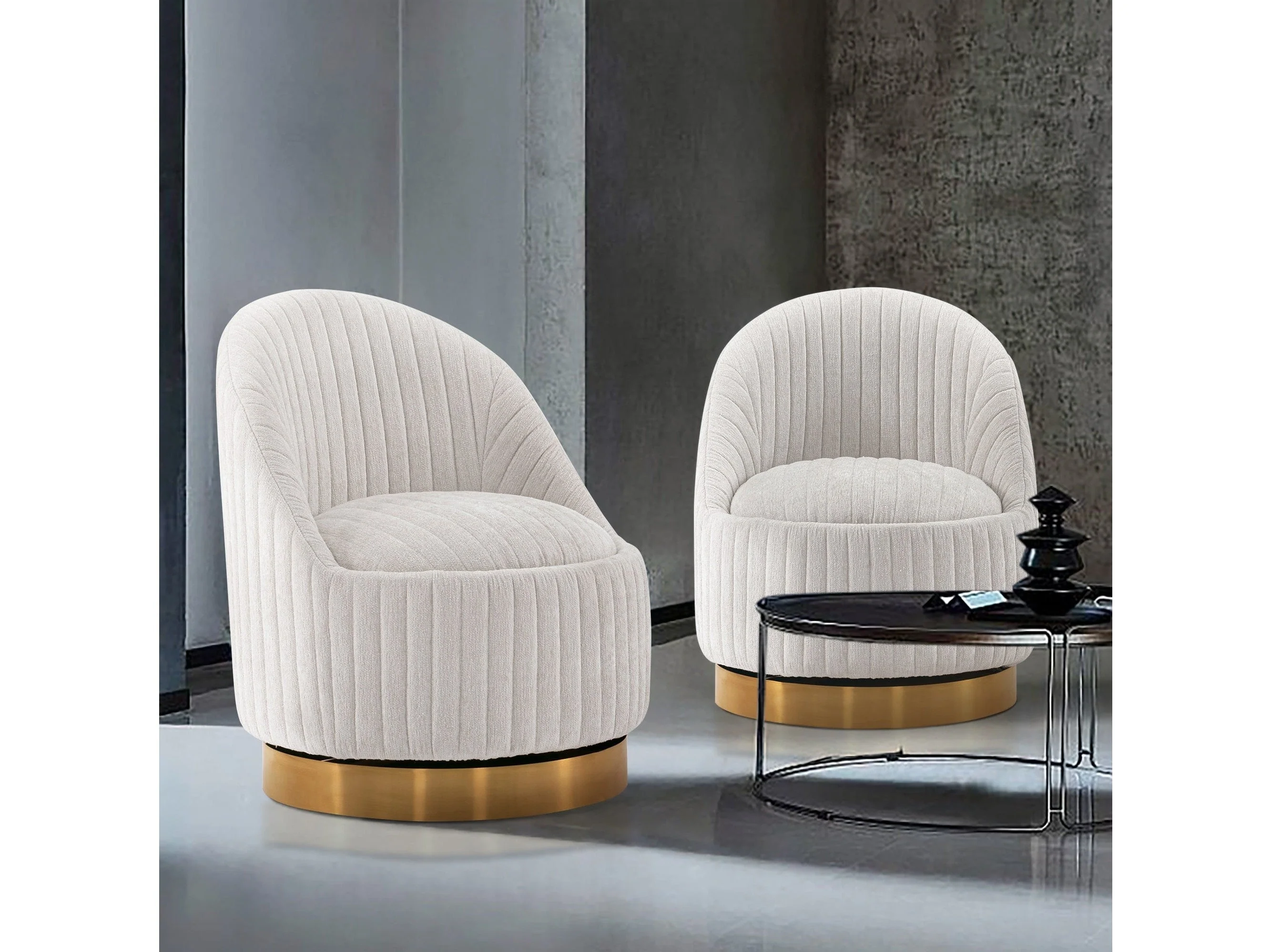 Leela Swivel Accent Chair in Cream (set of 2)