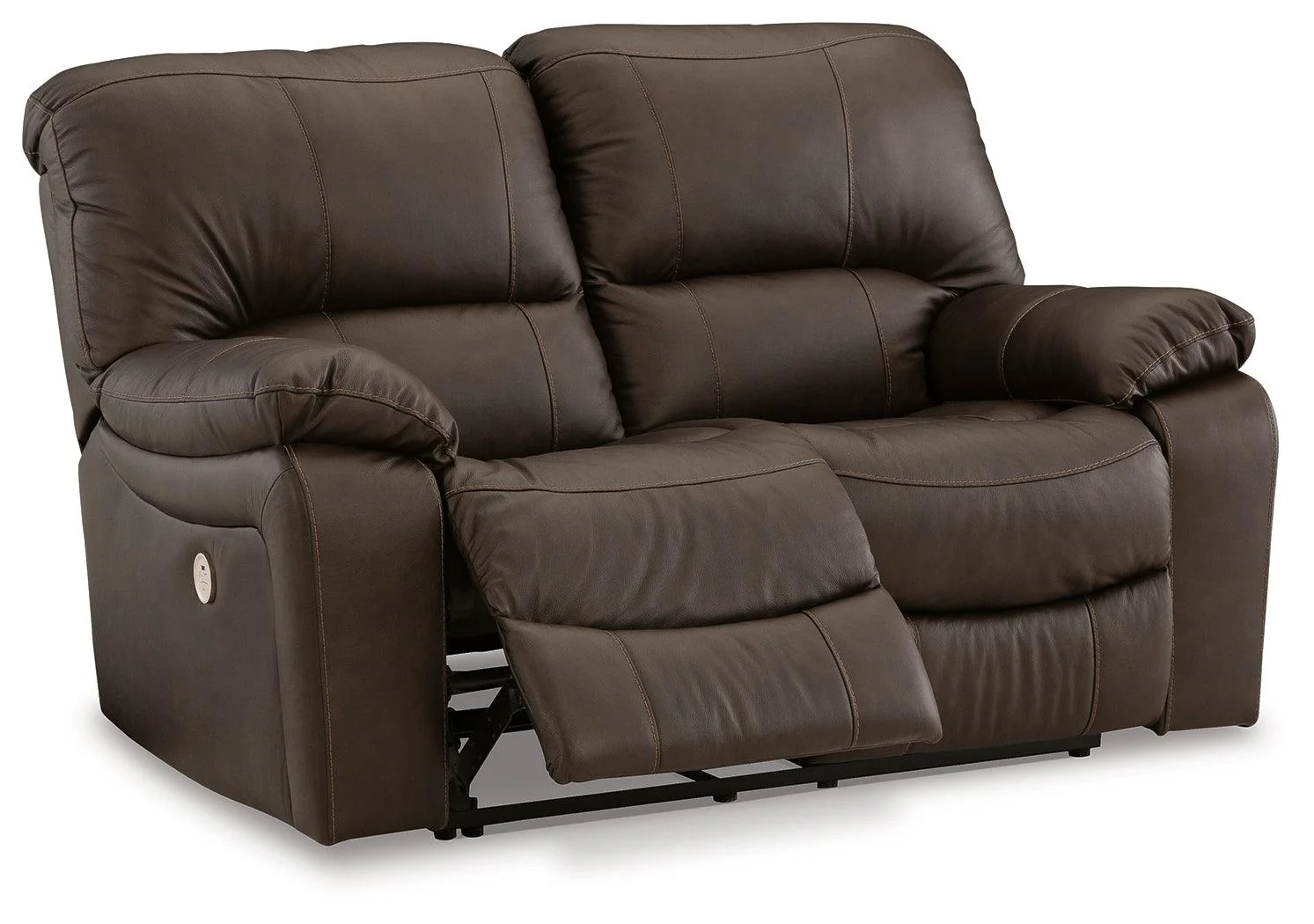 Leesworth Dark Brown Power Leather Reclining Loveseat - Image 2