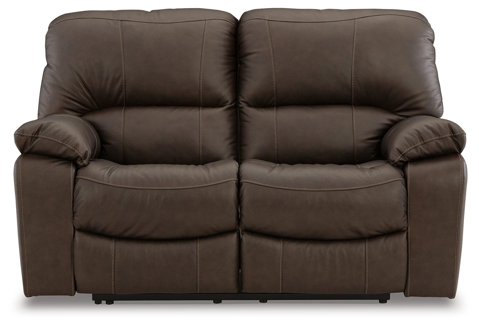 Leesworth Dark Brown Power Leather Reclining Loveseat - Image 3