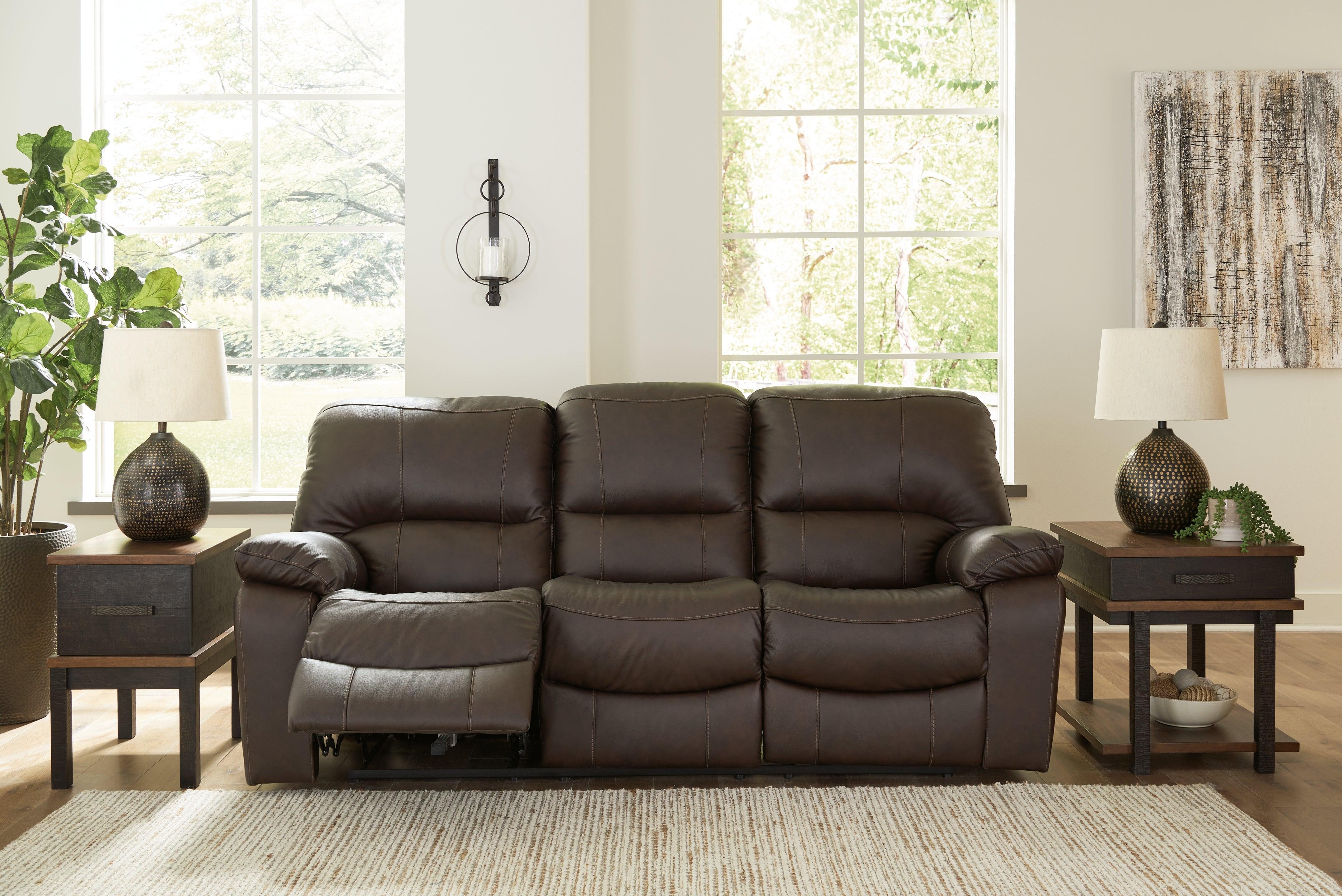 Leesworth Dark Brown Power Leather Reclining Sofa - Image 8