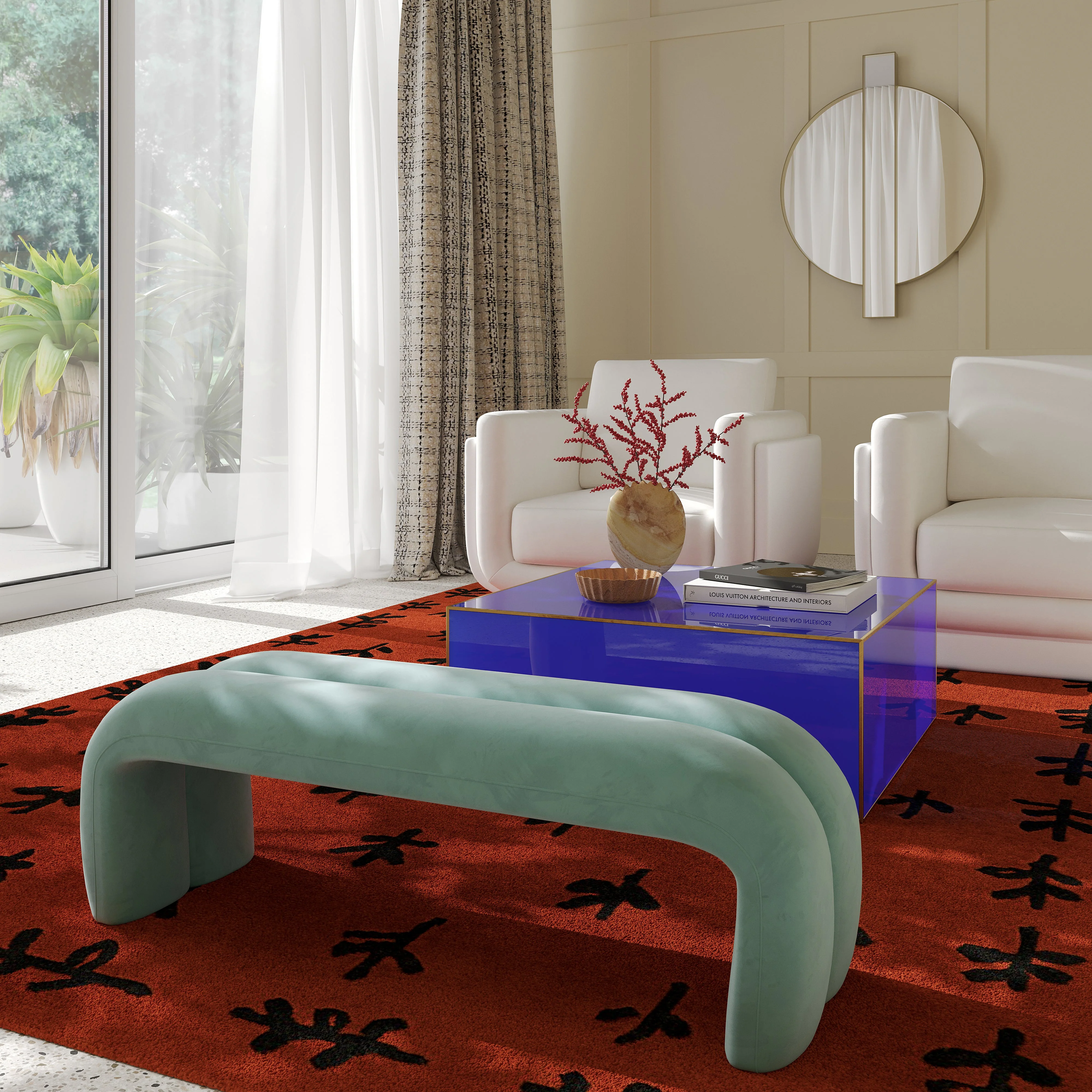 Leigh Velvet Channeled Bench - Image 10
