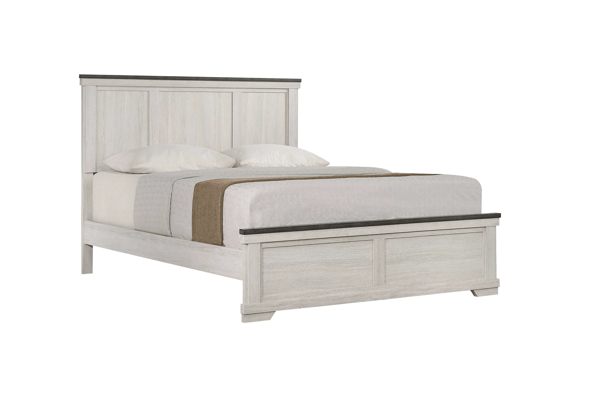 Leighton Cream and Brown King Panel Bed