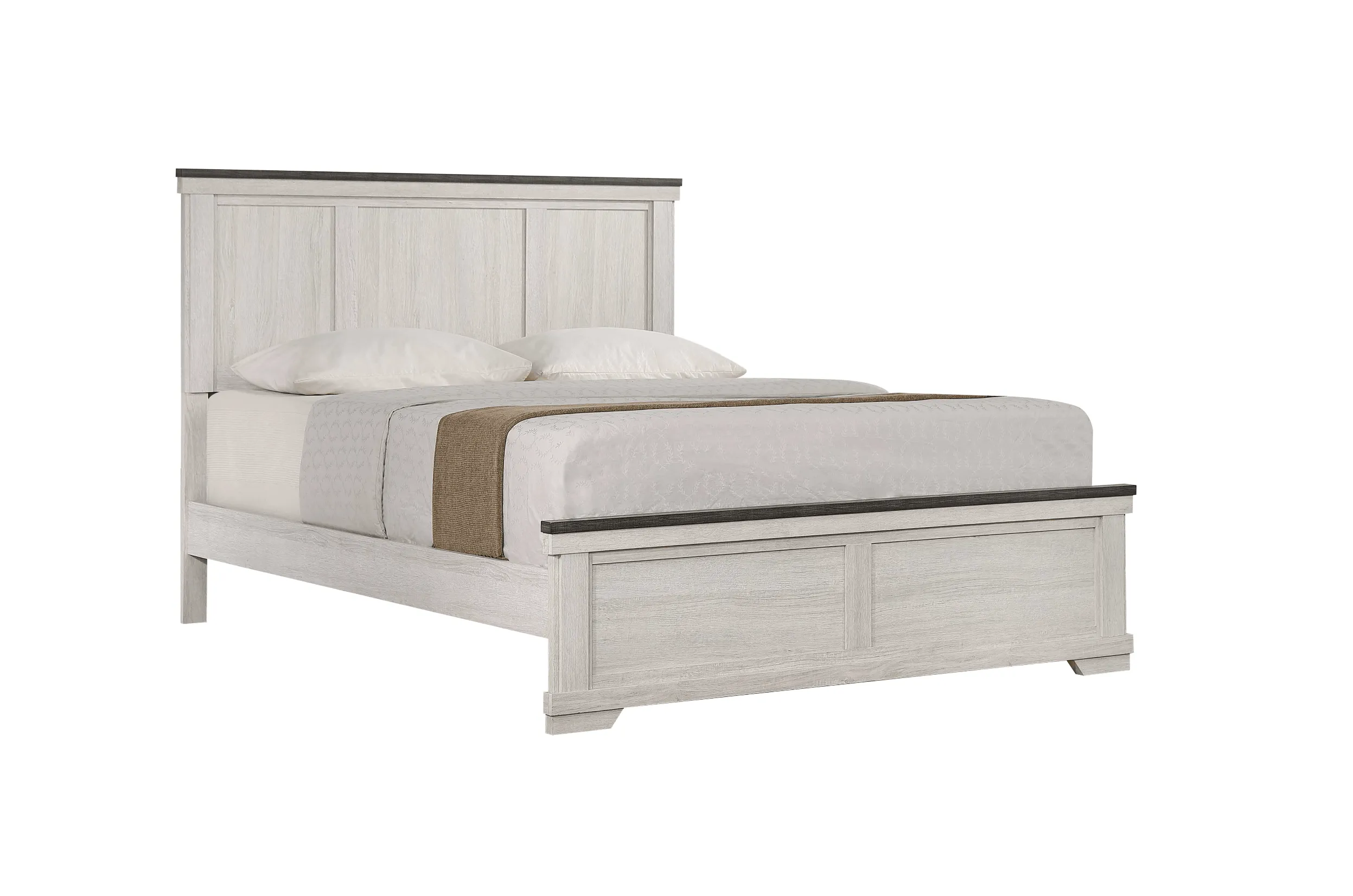 Leighton Cream and Brown Queen Panel Bed