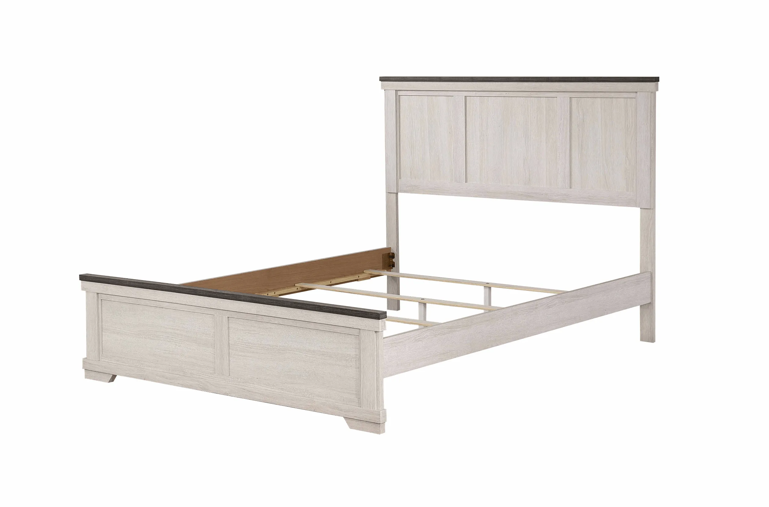 Leighton Cream and Brown Queen Panel Bed - Image 3