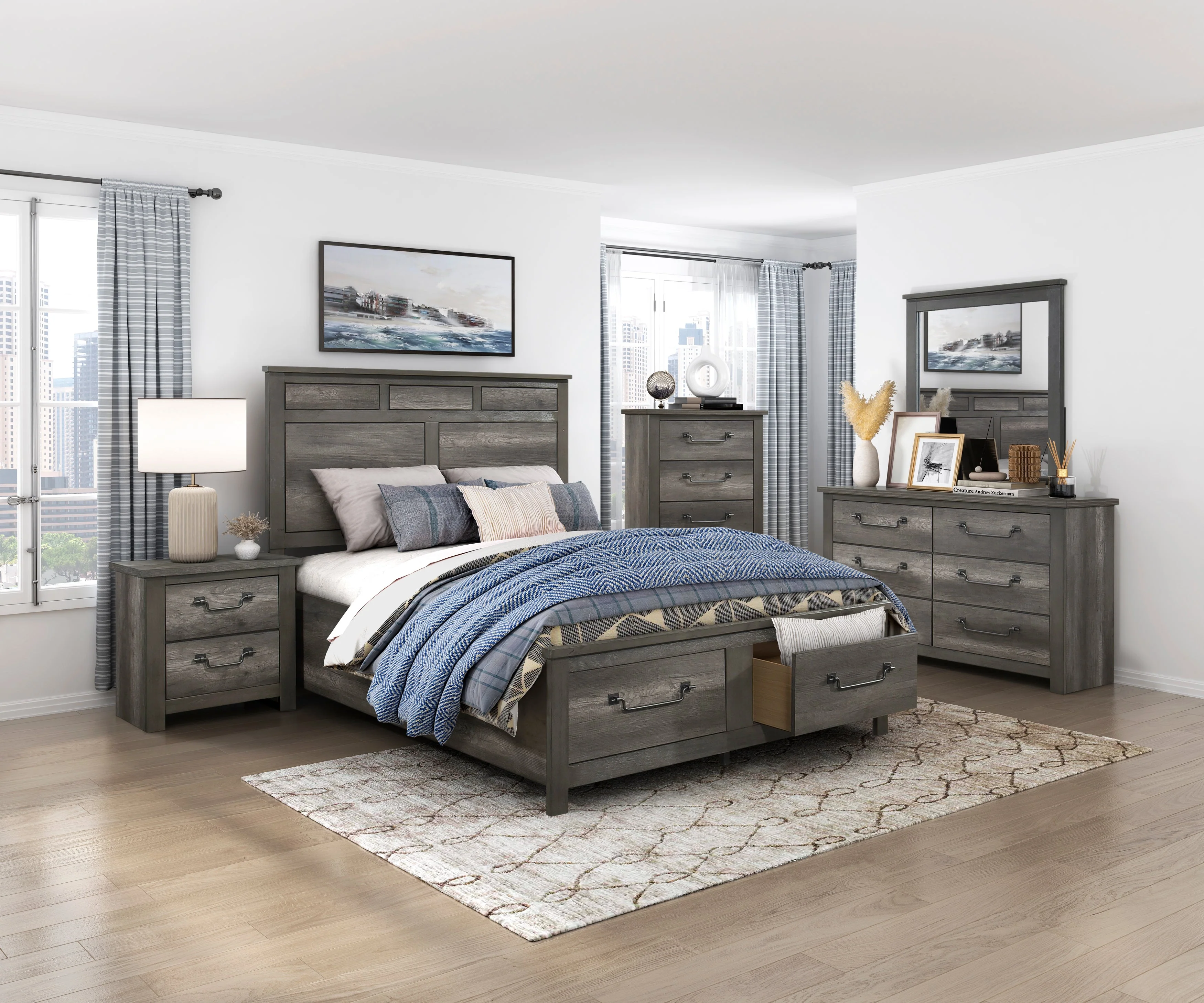 Lenior Gray King Storage Platform Bed - Image 8