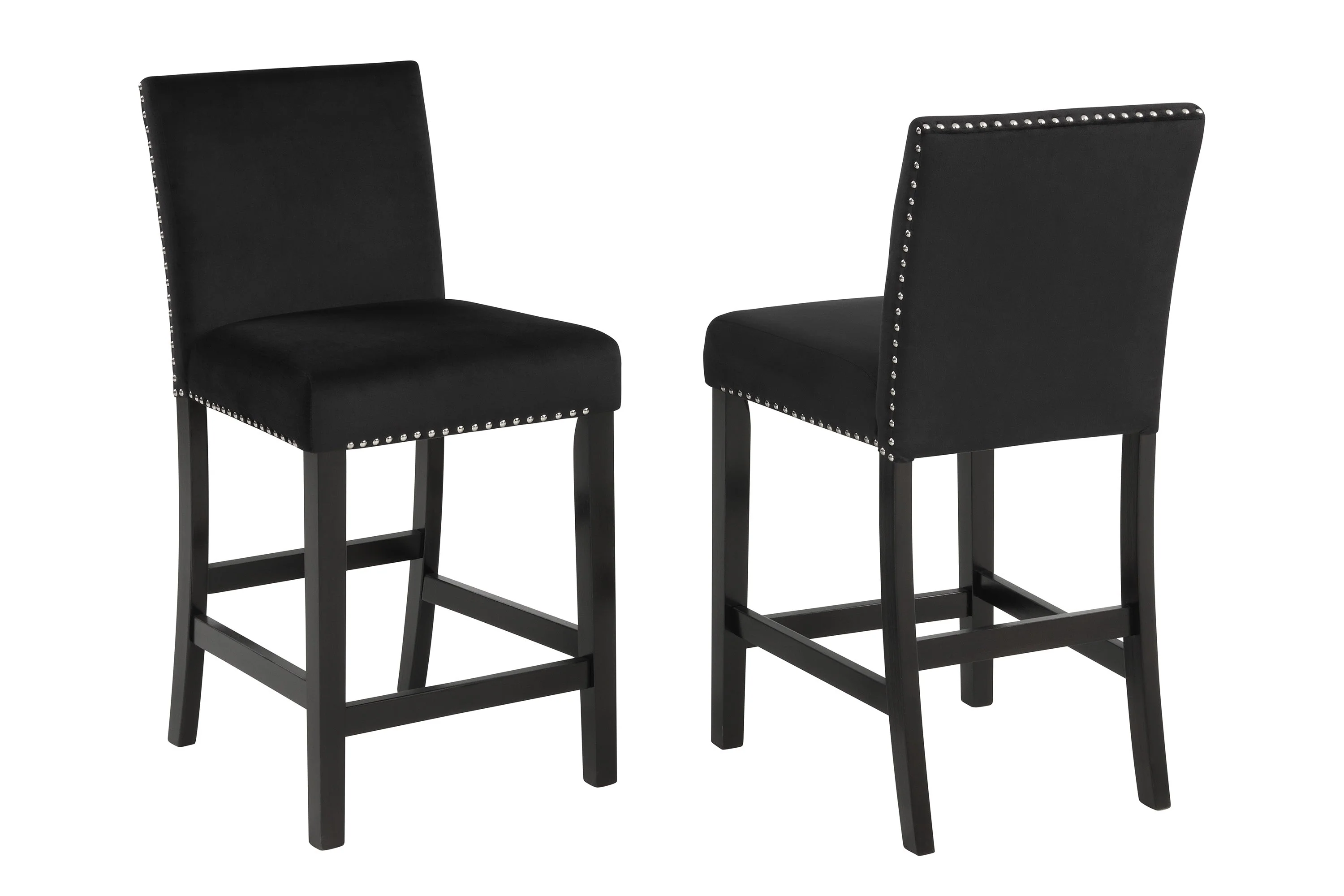 Lennon Black Velvet 5-Piece Counter Height Dining Set - Image 4