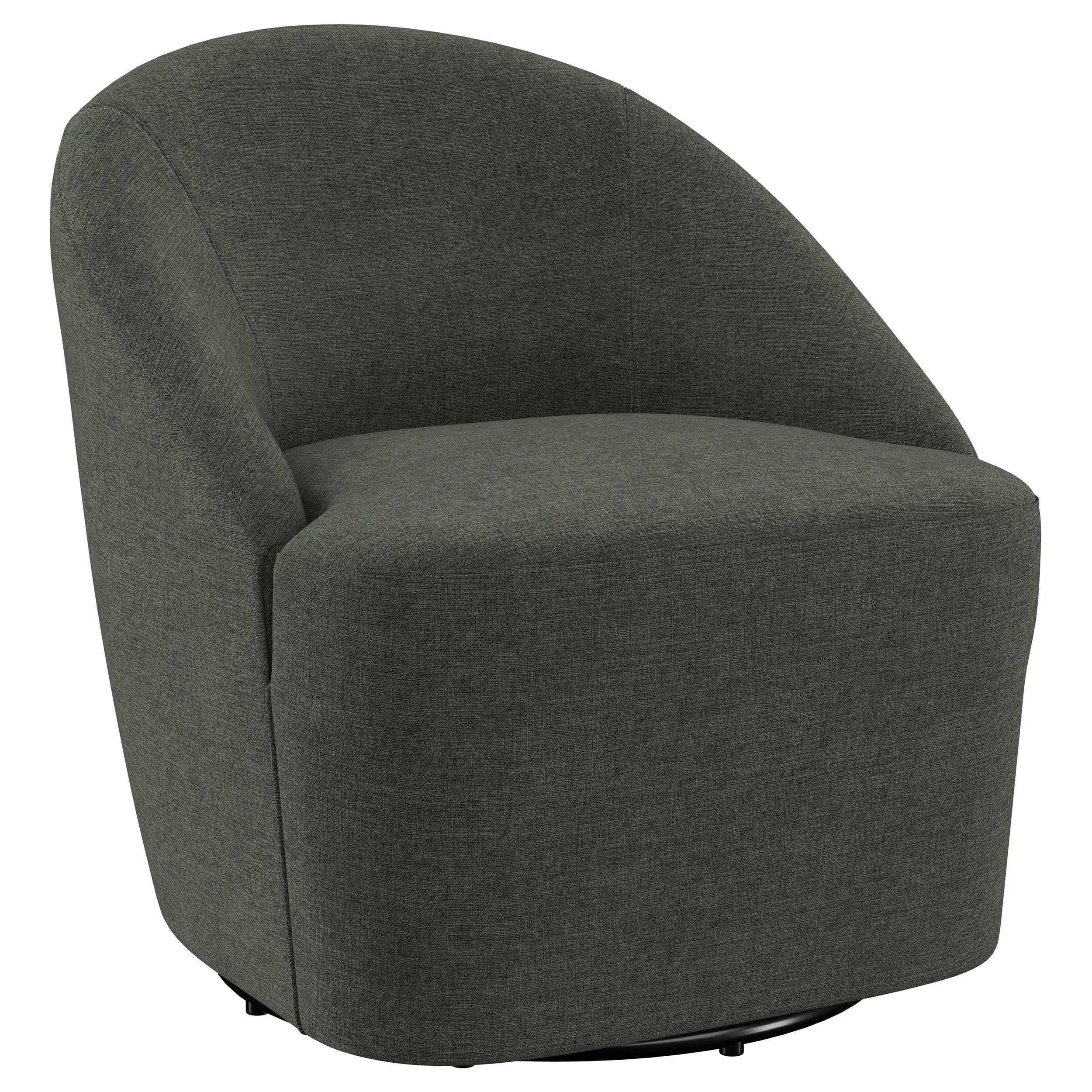 Leon Hunter Green Upholstered Accent Swivel Barrel Chair - Image 2