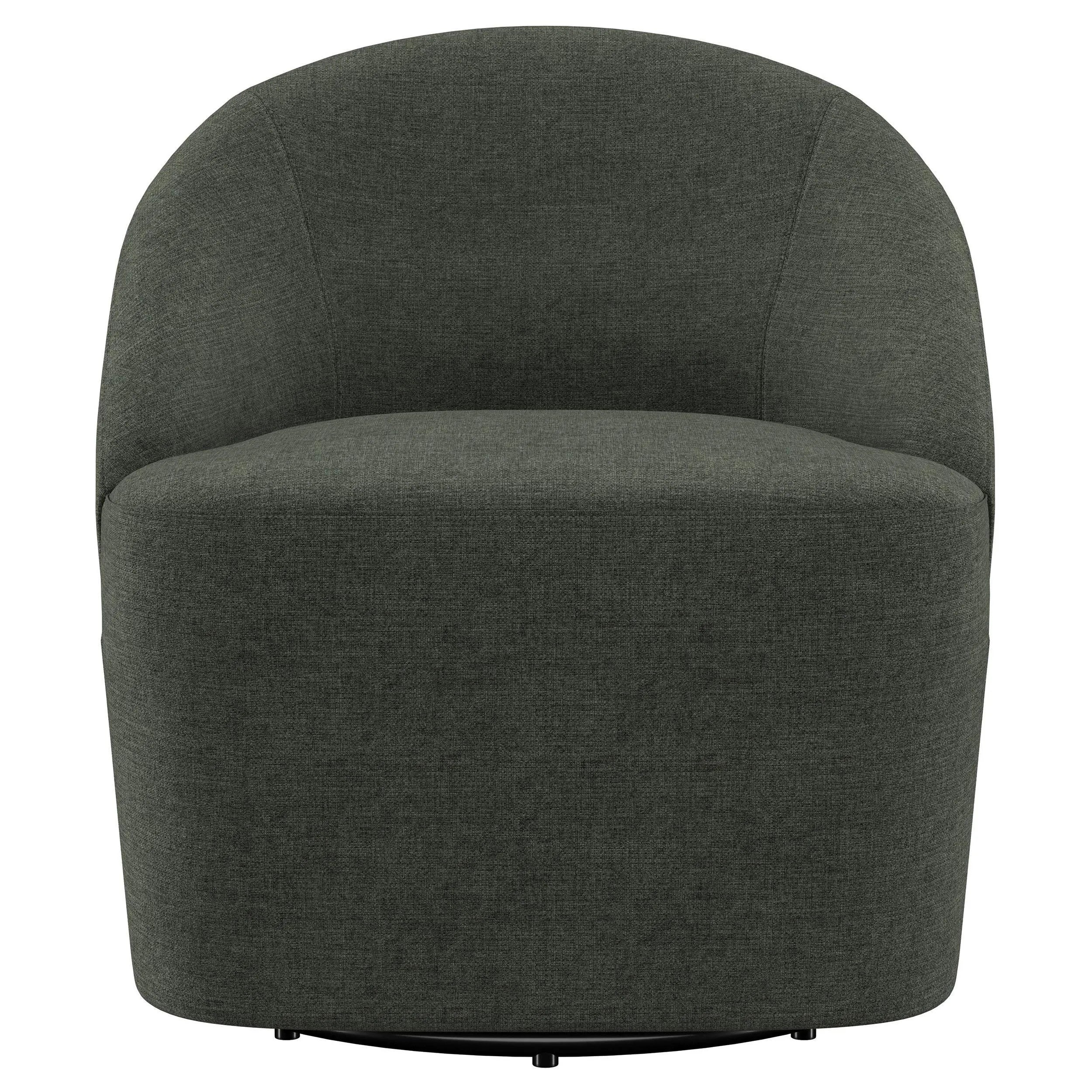Leon Hunter Green Upholstered Accent Swivel Barrel Chair - Image 3