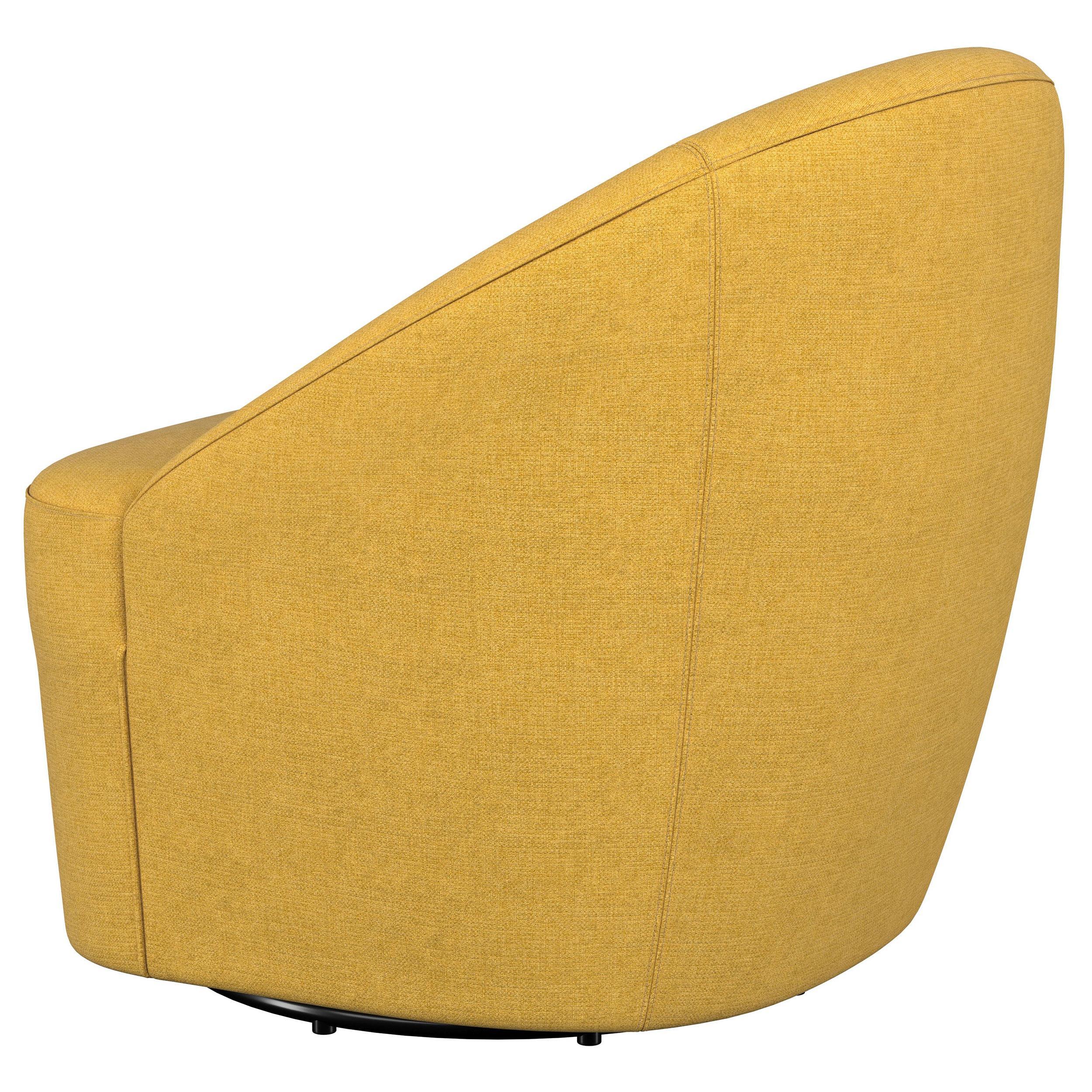 Leon Mustard Yellow Upholstered Accent Swivel Barrel Chair - Image 6