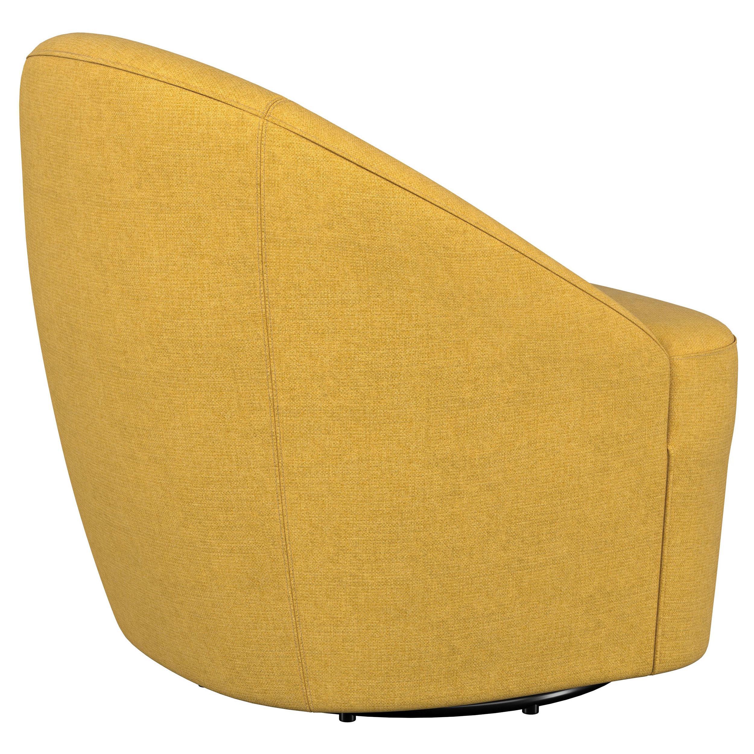 Leon Mustard Yellow Upholstered Accent Swivel Barrel Chair - Image 8