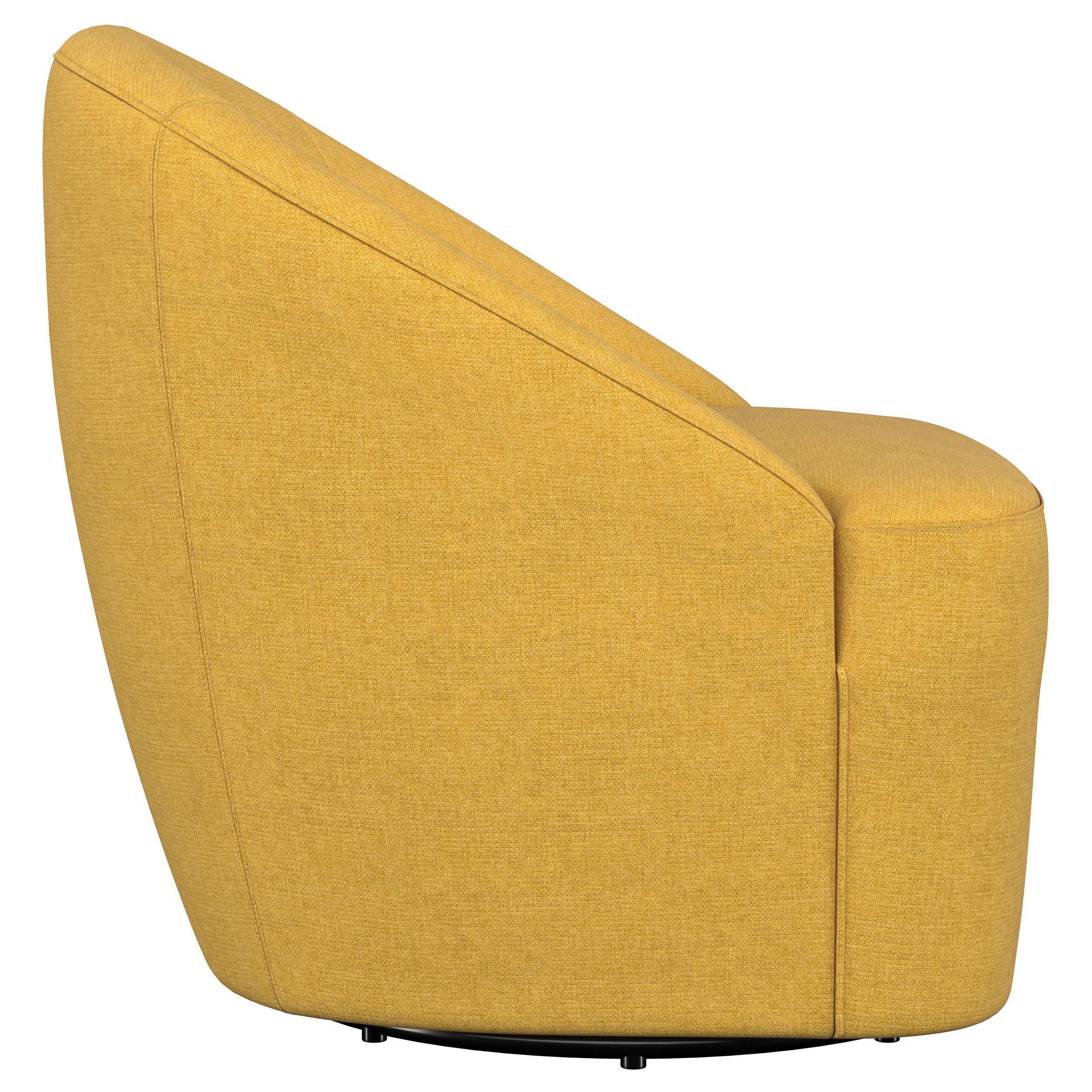 Leon Mustard Yellow Upholstered Accent Swivel Barrel Chair - Image 9