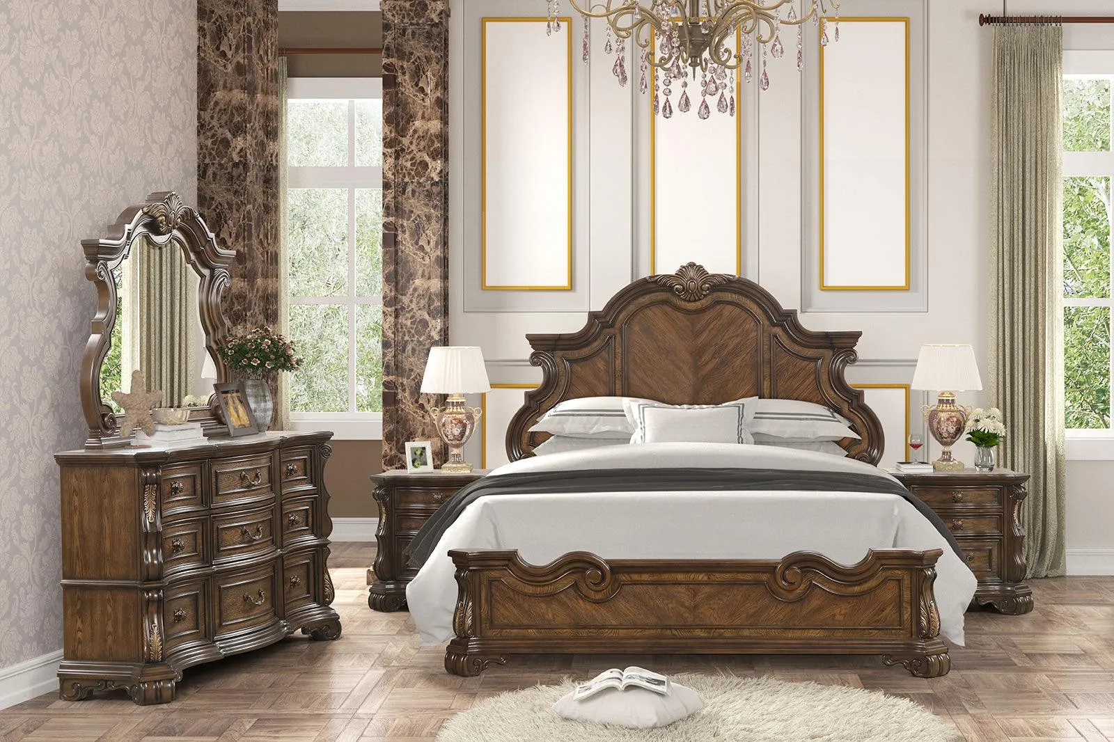 Leovanni Dark Brown Bombay King Bed - Image 7