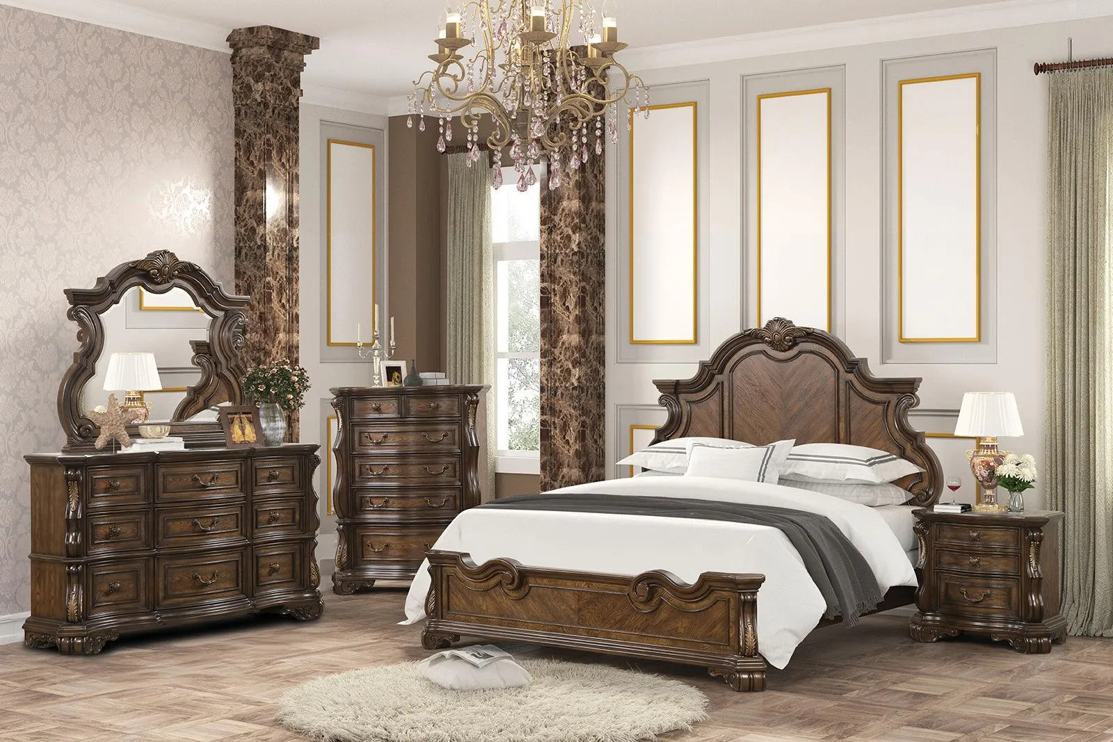 Leovanni Dark Brown Bombay Queen Bed - Image 3