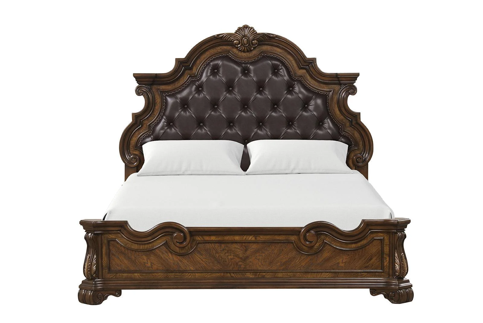 Leovanni Dark Brown Bombay Tufted King Bed