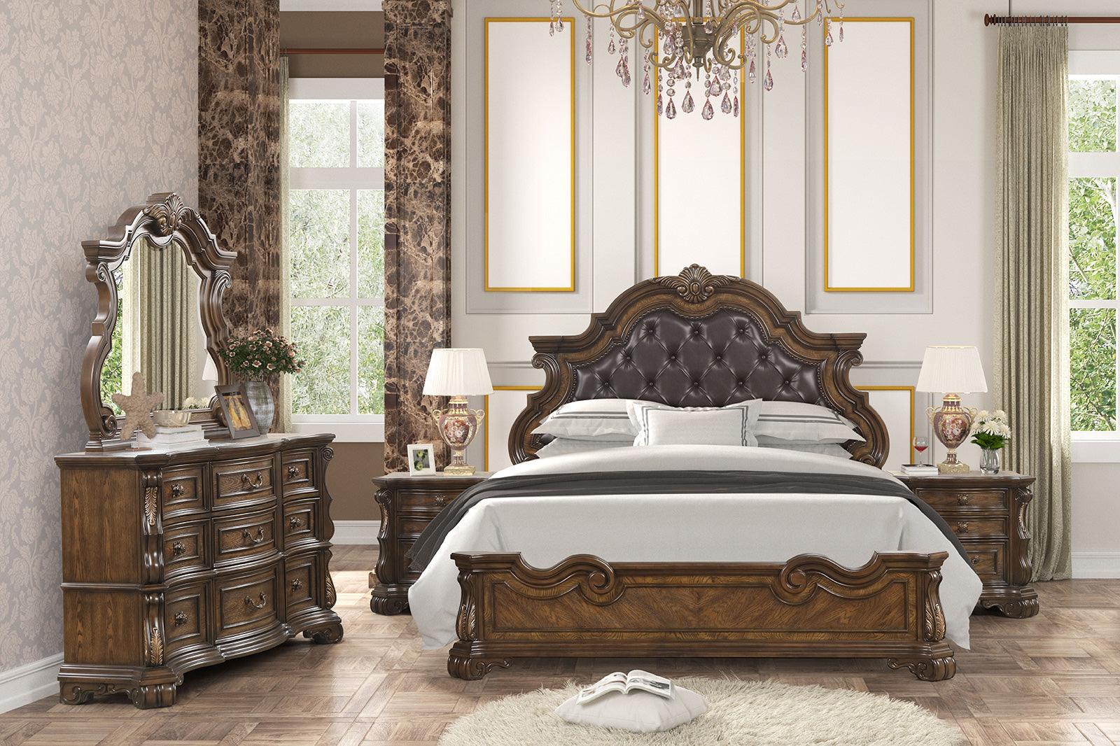Leovanni Dark Brown Bombay Tufted King Bed - Image 5