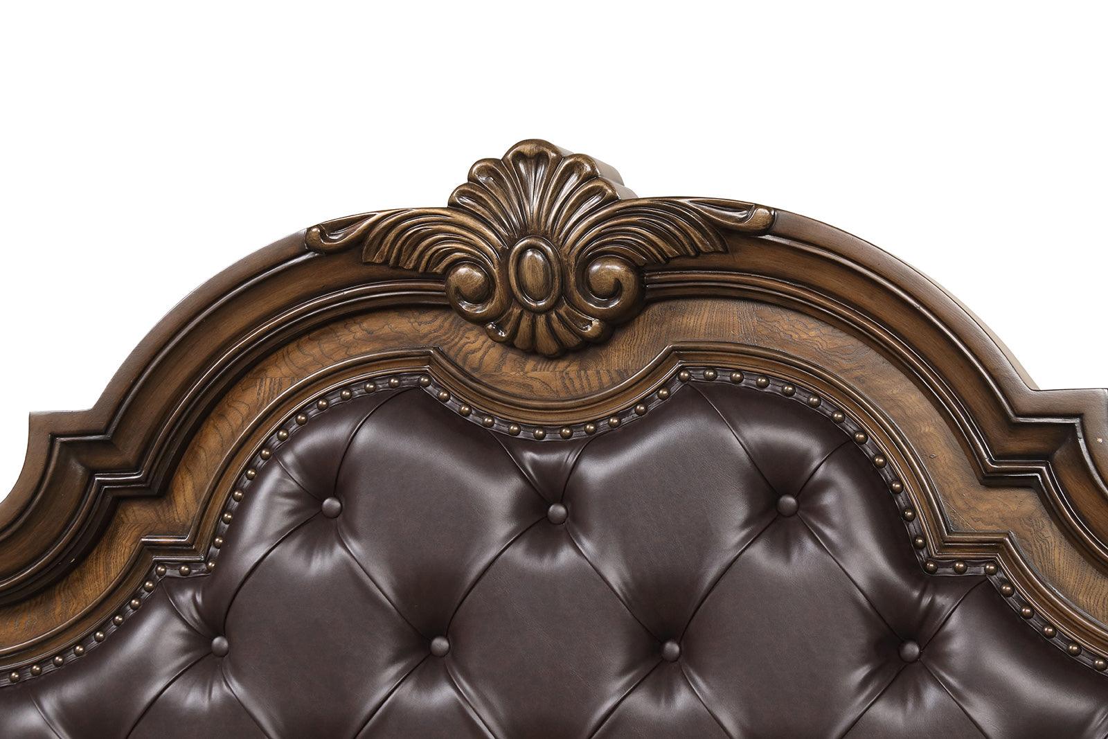 Leovanni Dark Brown Bombay Tufted Queen Bed - Image 2