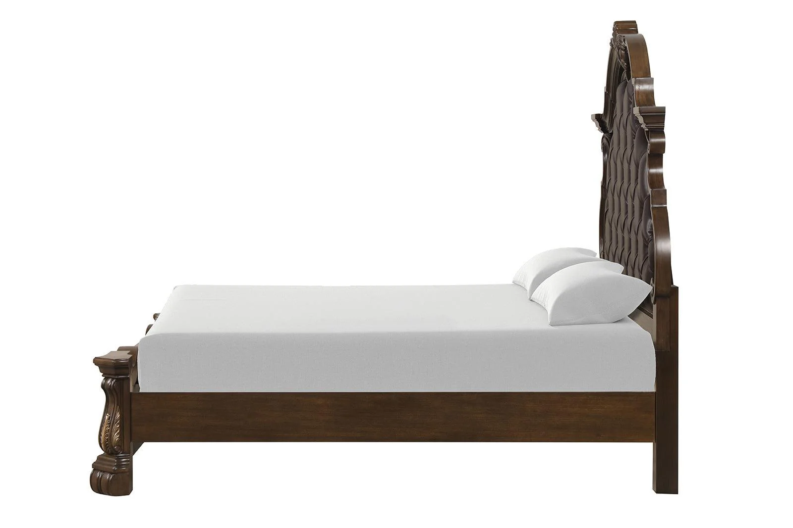 Leovanni Dark Brown Bombay Tufted Queen Bed - Image 4