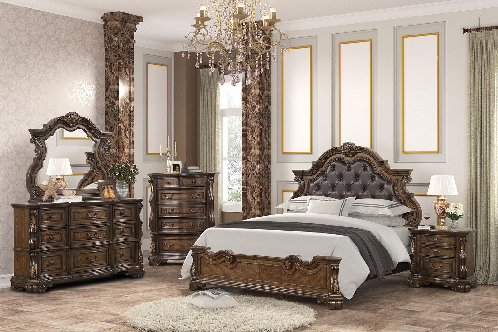 Leovanni Dark Brown Bombay Tufted Queen Bed - Image 6