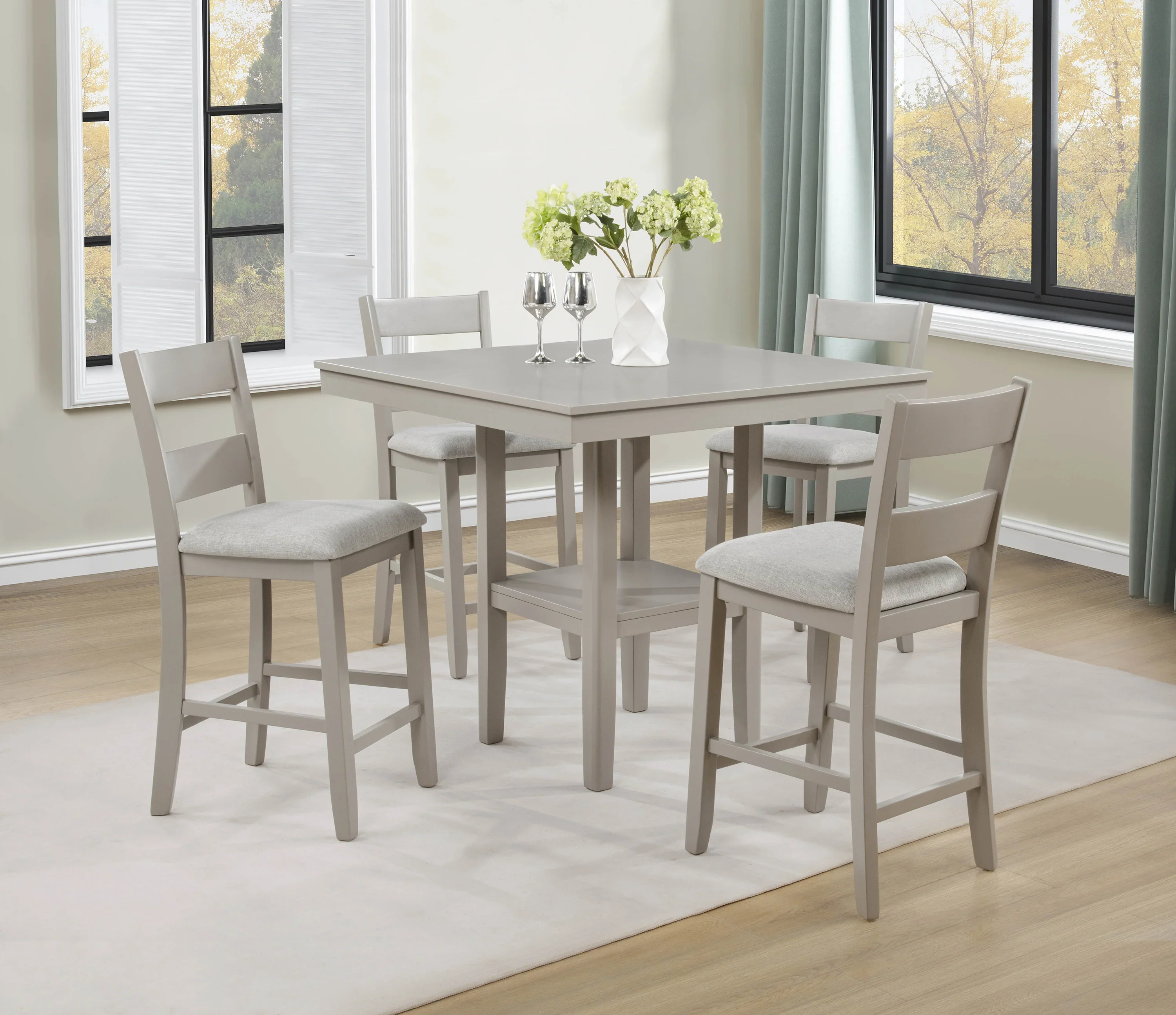 Lester Greige 5-Piece Counter Height Dining Set