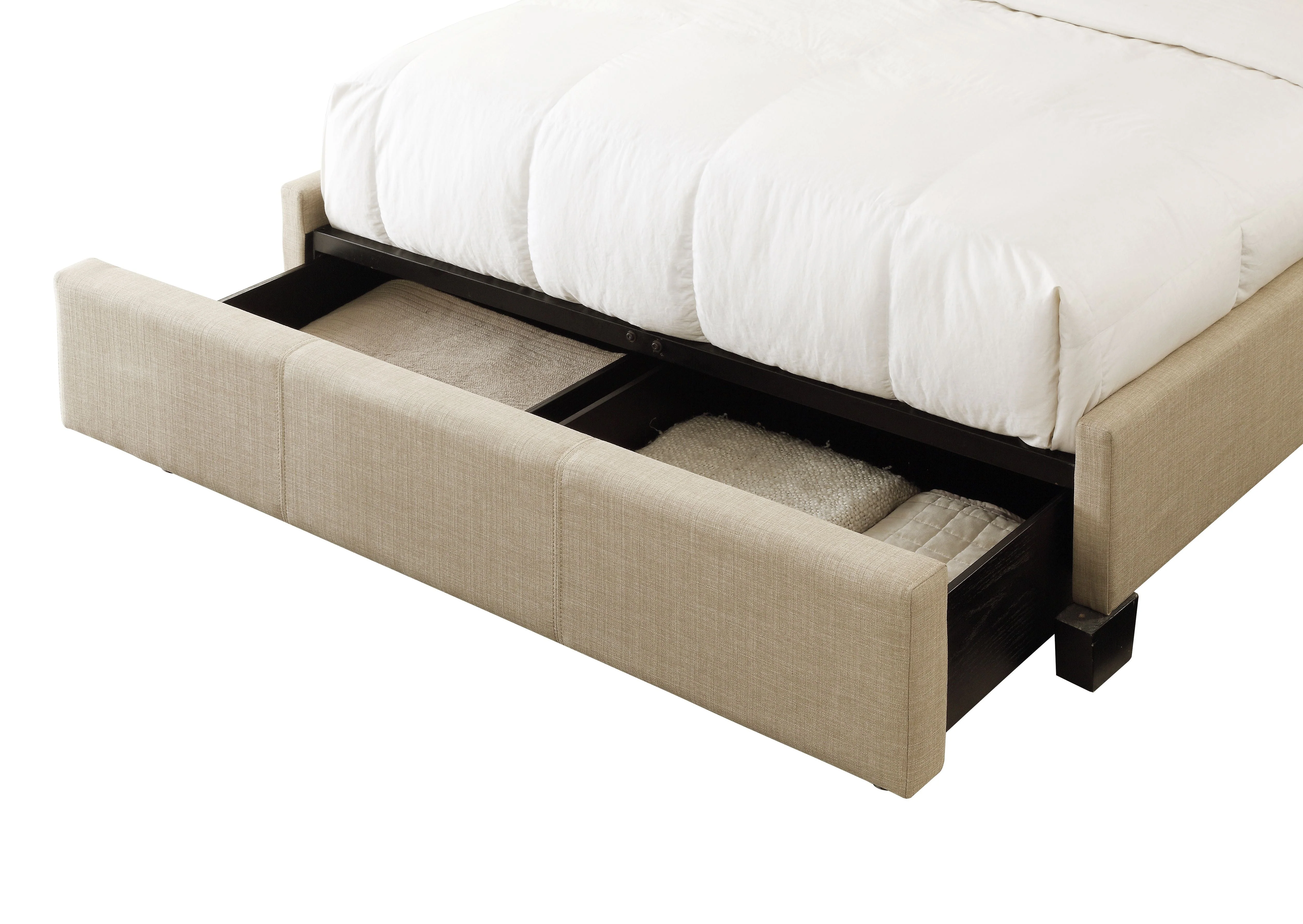 Levi Tufted Footboard Storage Bed in Toast Linen - Image 8