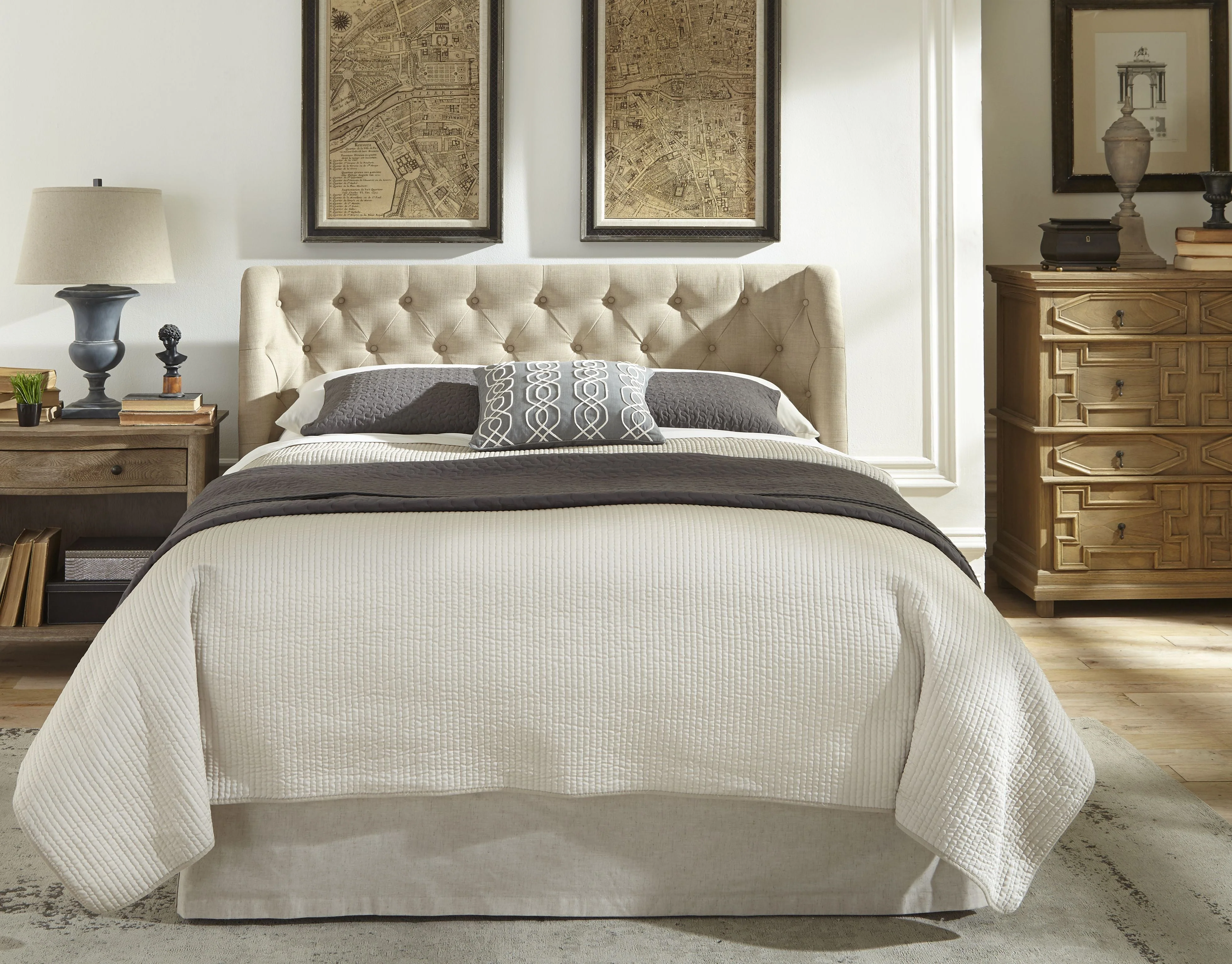 Levi Wingback Upholstered Headboard in Toast Linen - Image 2